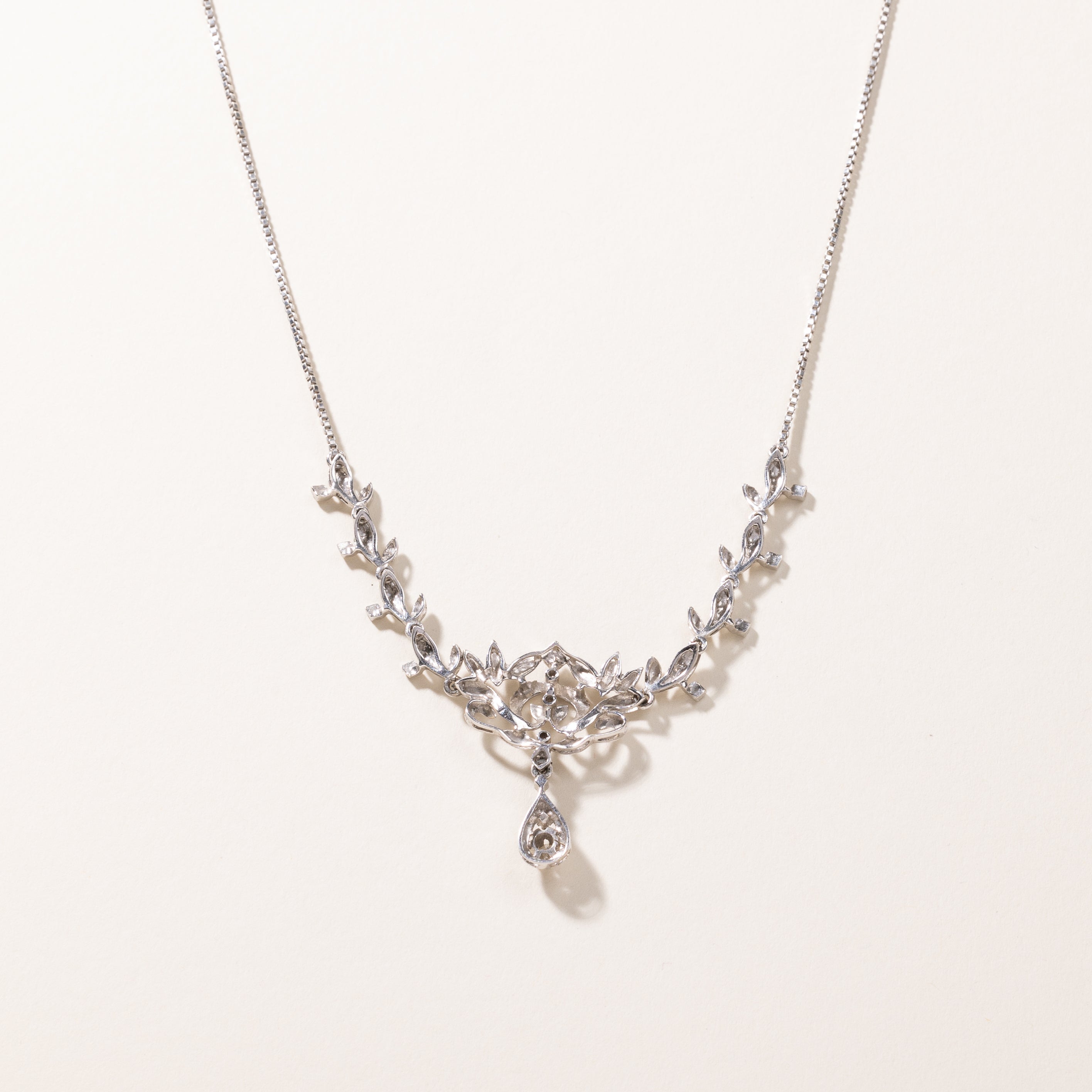 18k White Gold Diamond Necklace | 0.09ctw | 17"