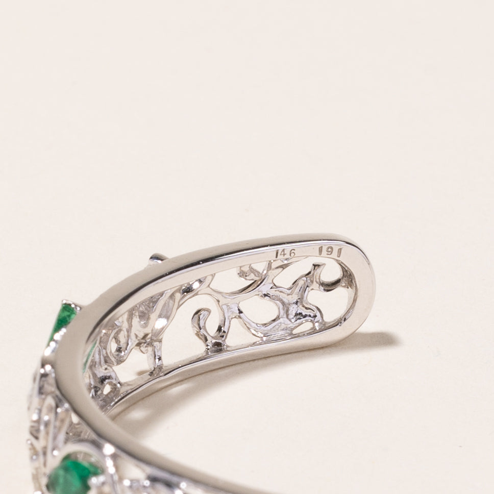 18k White Gold Emerald & Diamond Bracelet | 1.46ctw, 1.91ctw | 7"