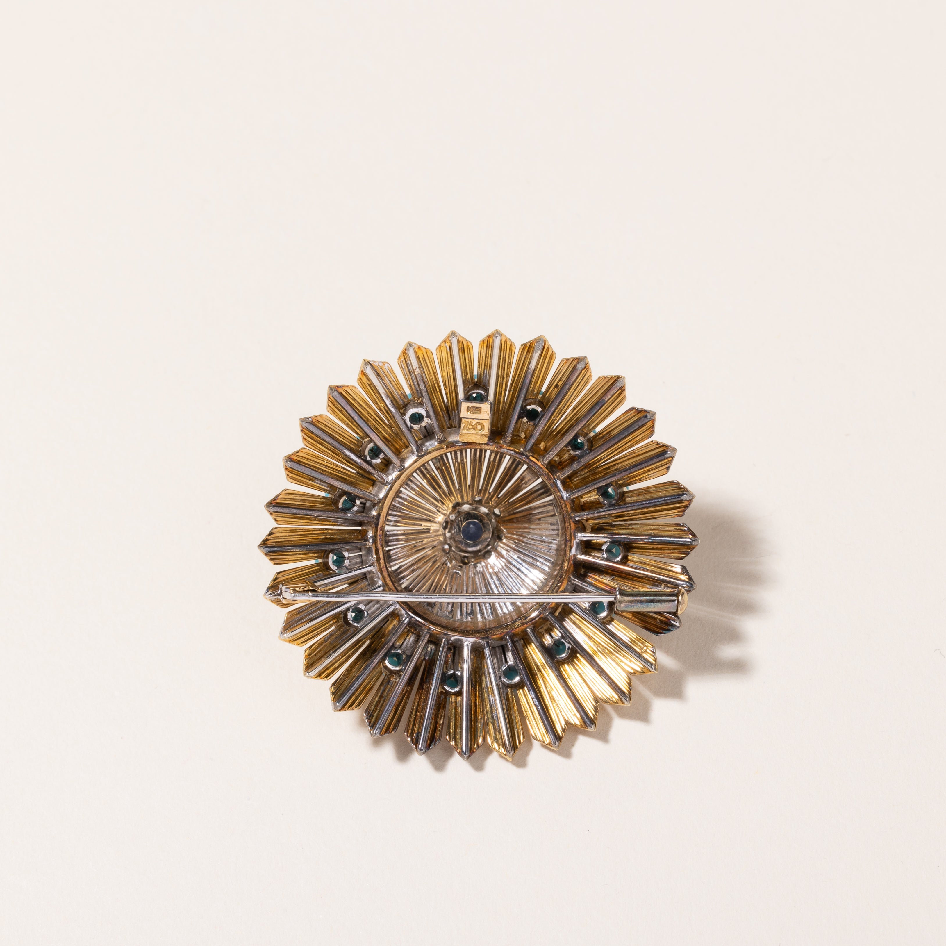 Two Tone Gold Floral Design Brooch | 0.40ct, 0.20ctw, 0.51ctw