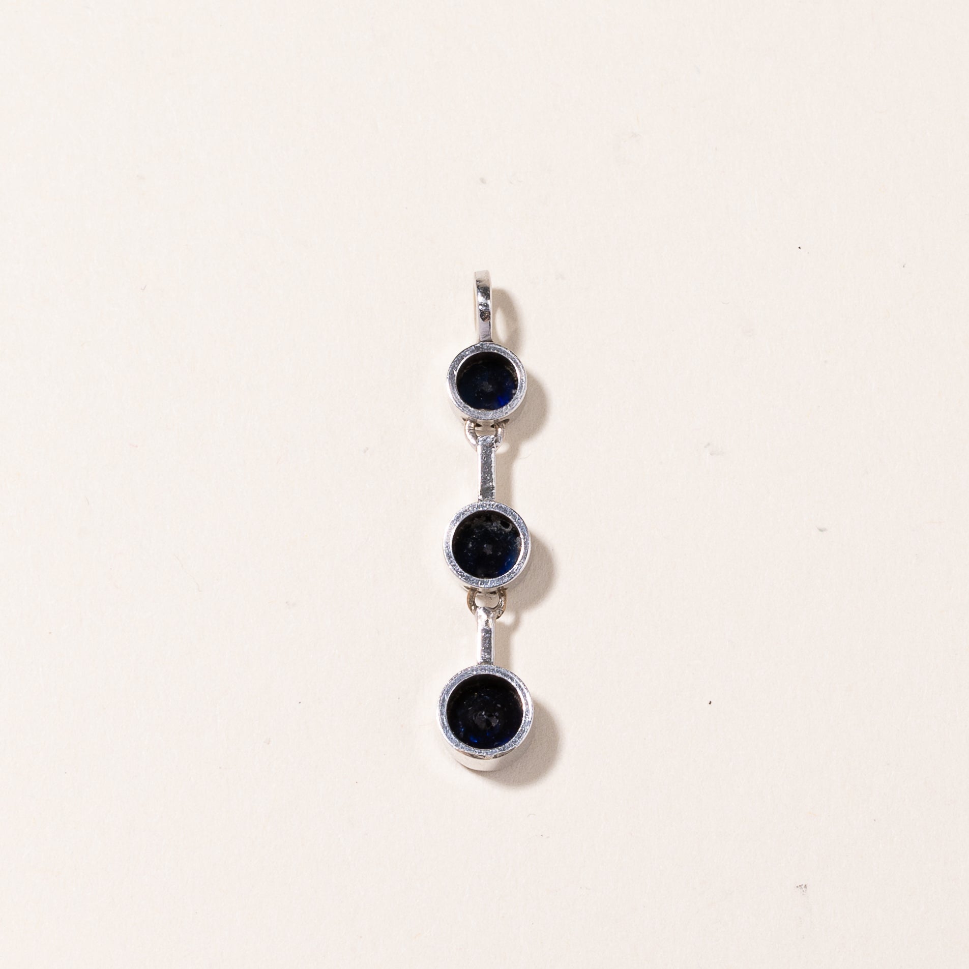 14K White Gold Three Stone Sapphire Pendant | 1.67ctw