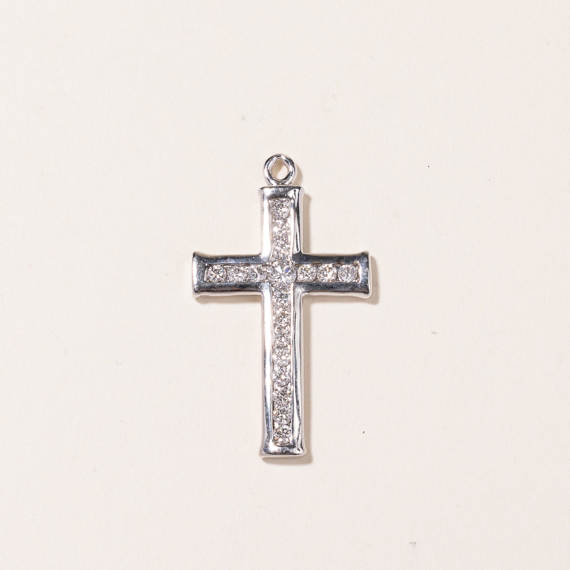 14K White Gold Cross Diamond Pendant 0.69ctw 100 Ways