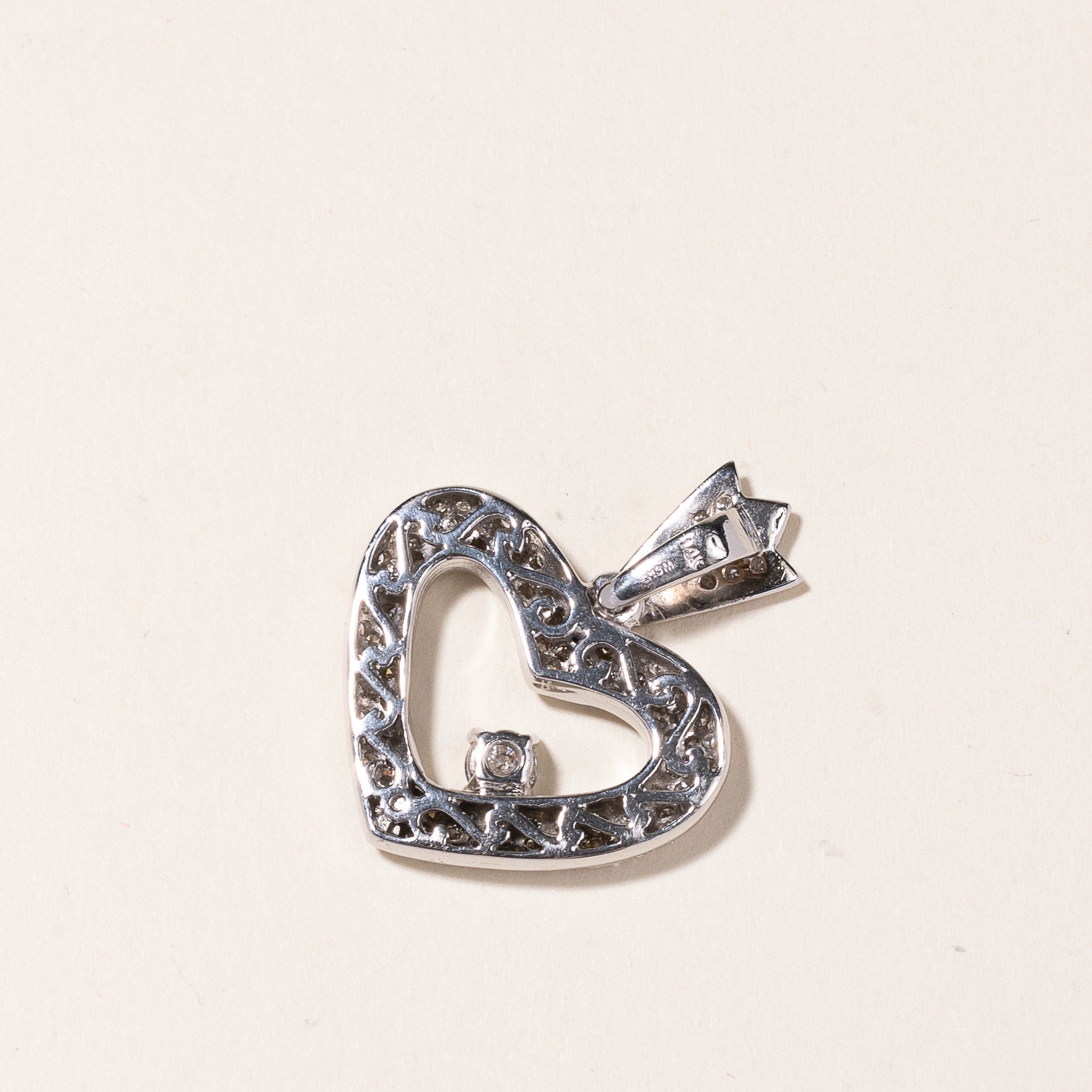 14K White Gold Heart Shaped Diamond Pendant | 1.14ctw