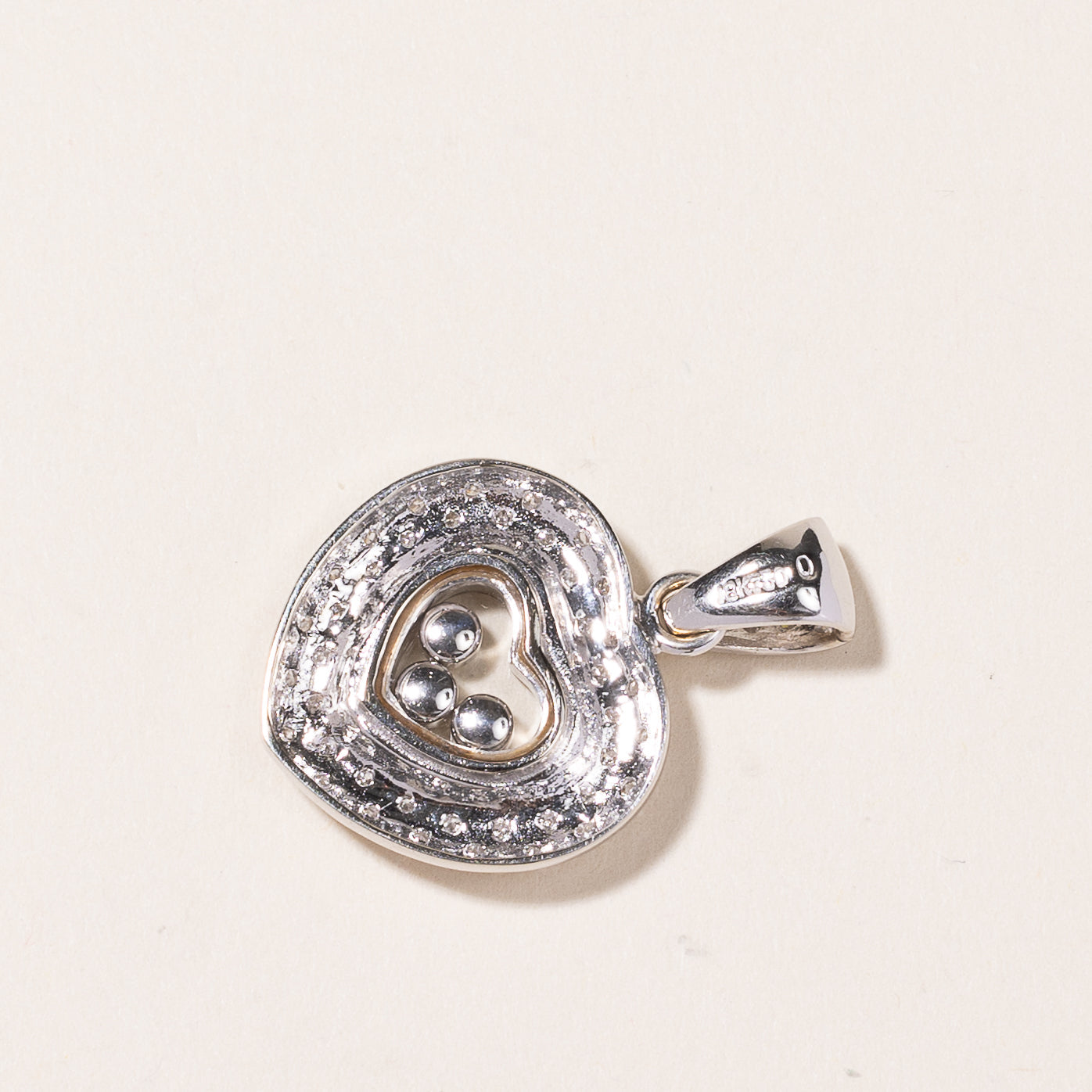 18K White Gold Heart Shaped Diamond Pendant | 0.36ctw