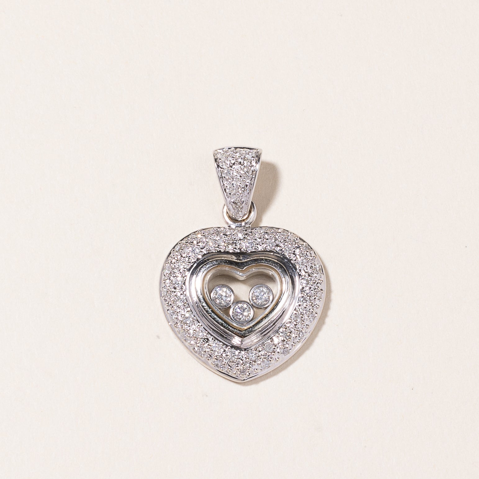 18K White Gold Heart Shaped Diamond Pendant | 0.36ctw