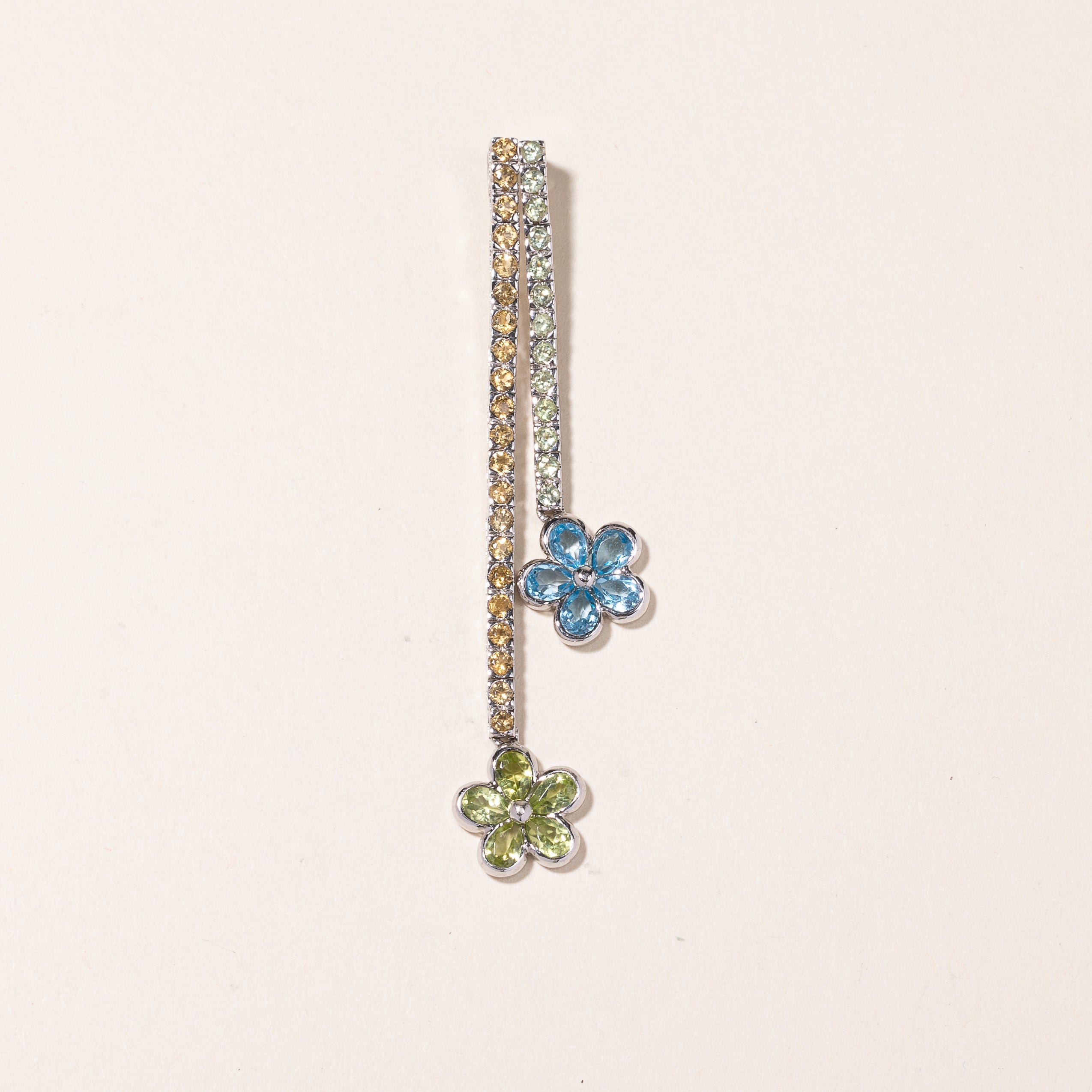 Pendentifs en or blanc 18 carats sertis de topaze, péridot et citrine | Poids total : 0,89 ct et 0,32 ct