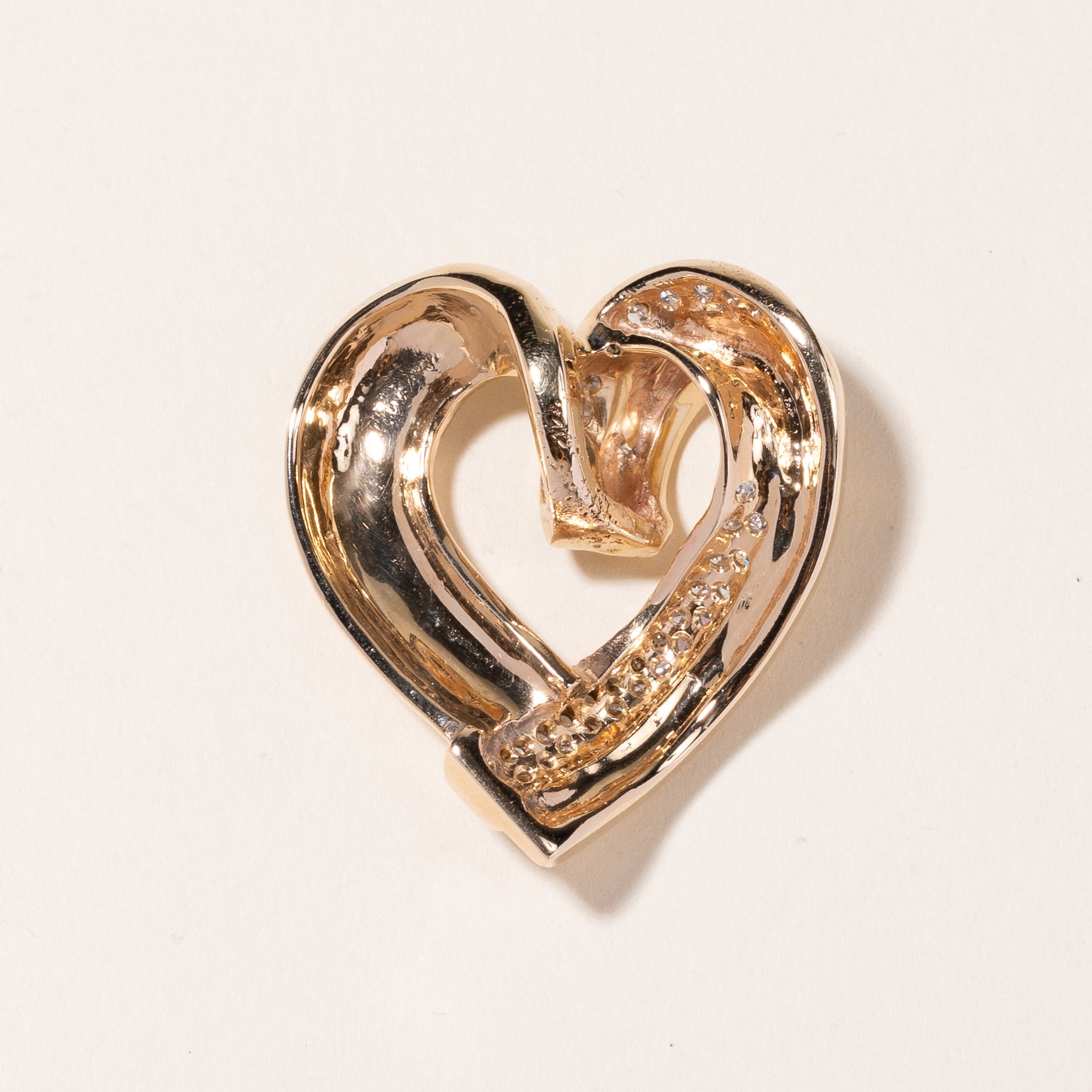 14K Yellow Gold Heart Shaped Diamond Pendant | 0.63ctw