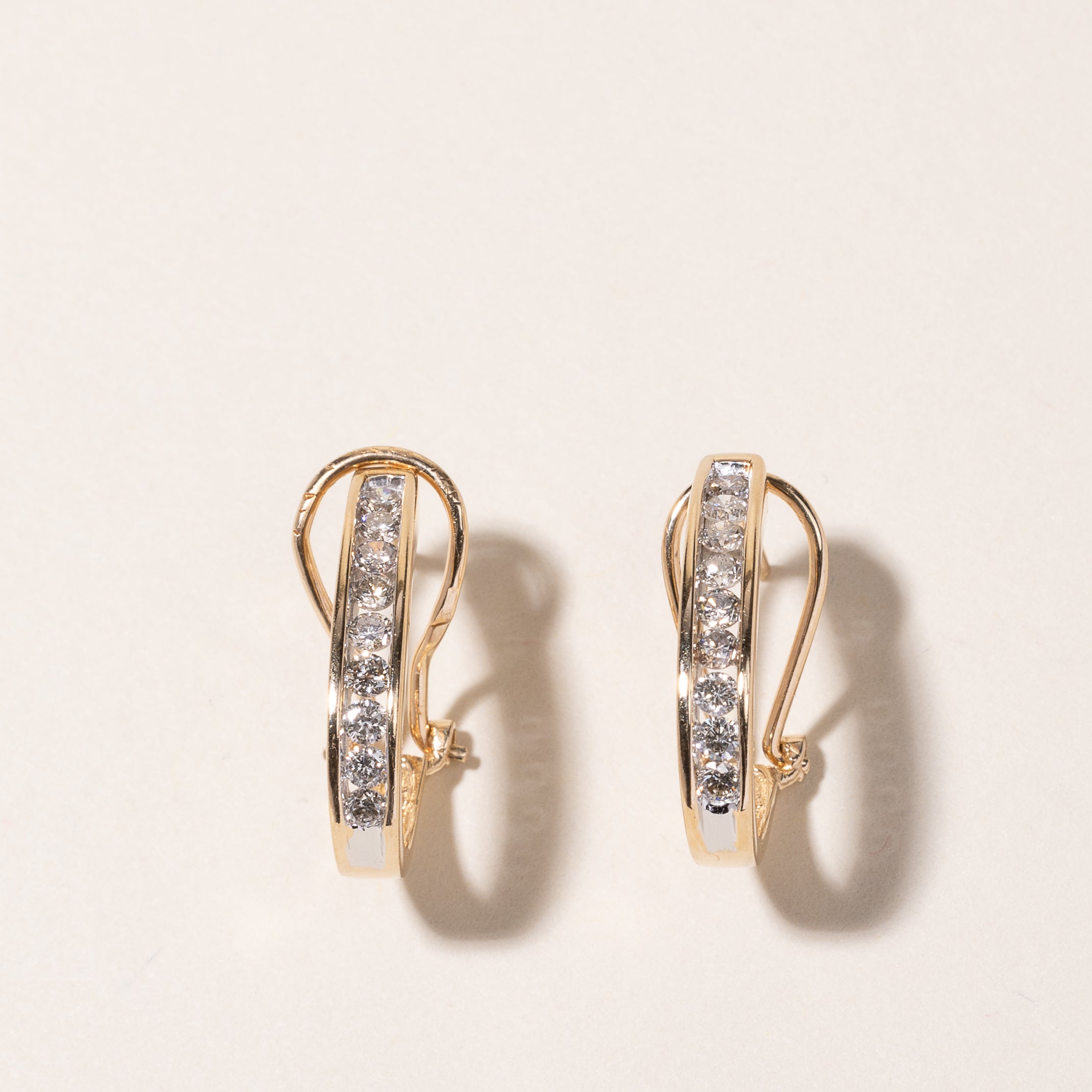 14K Yellow Gold Diamond Huggie Earrings | 0.77ctw