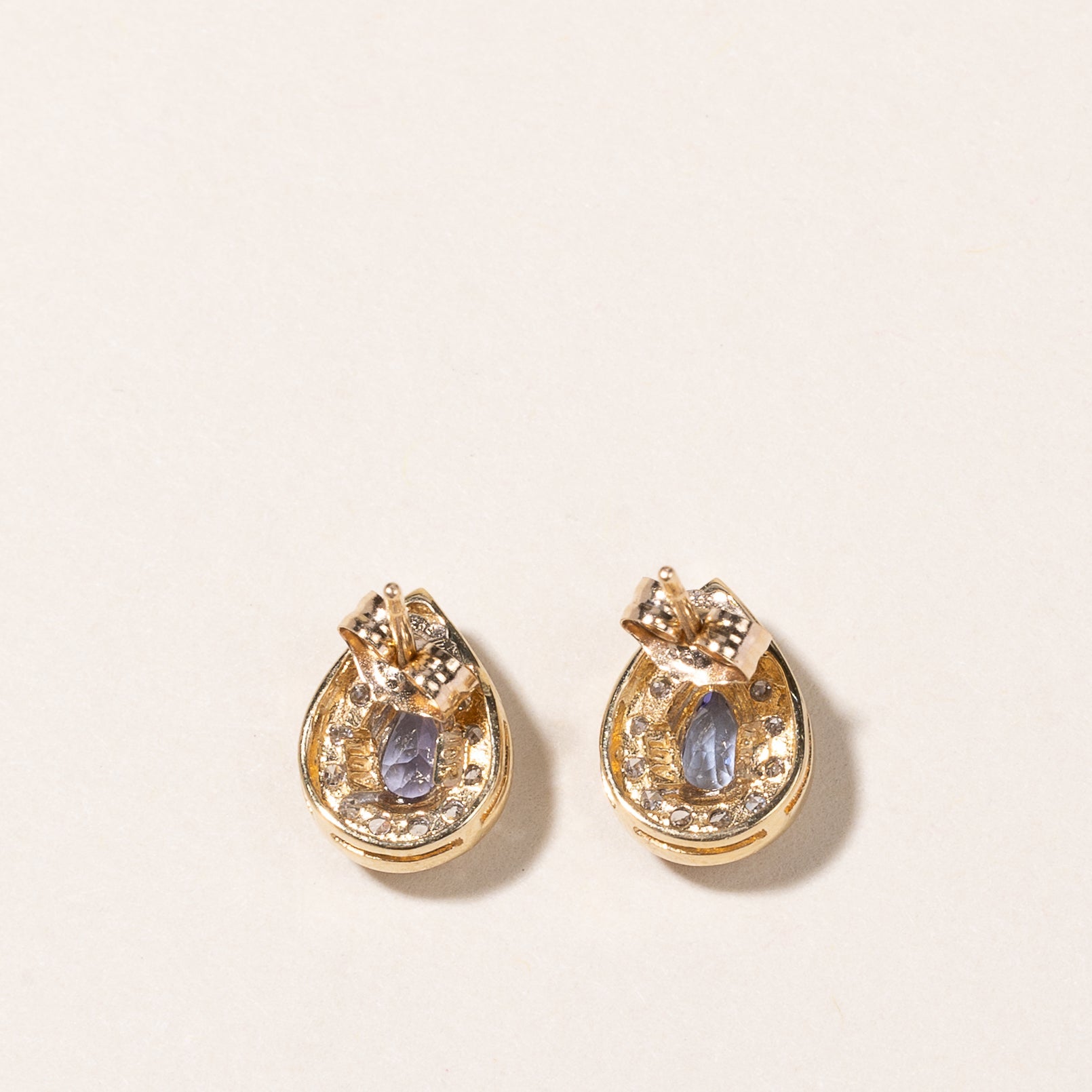 10-14K Yellow Gold Tanzanite and Diamond Earrings | 0.42ctw, 0.21ctw