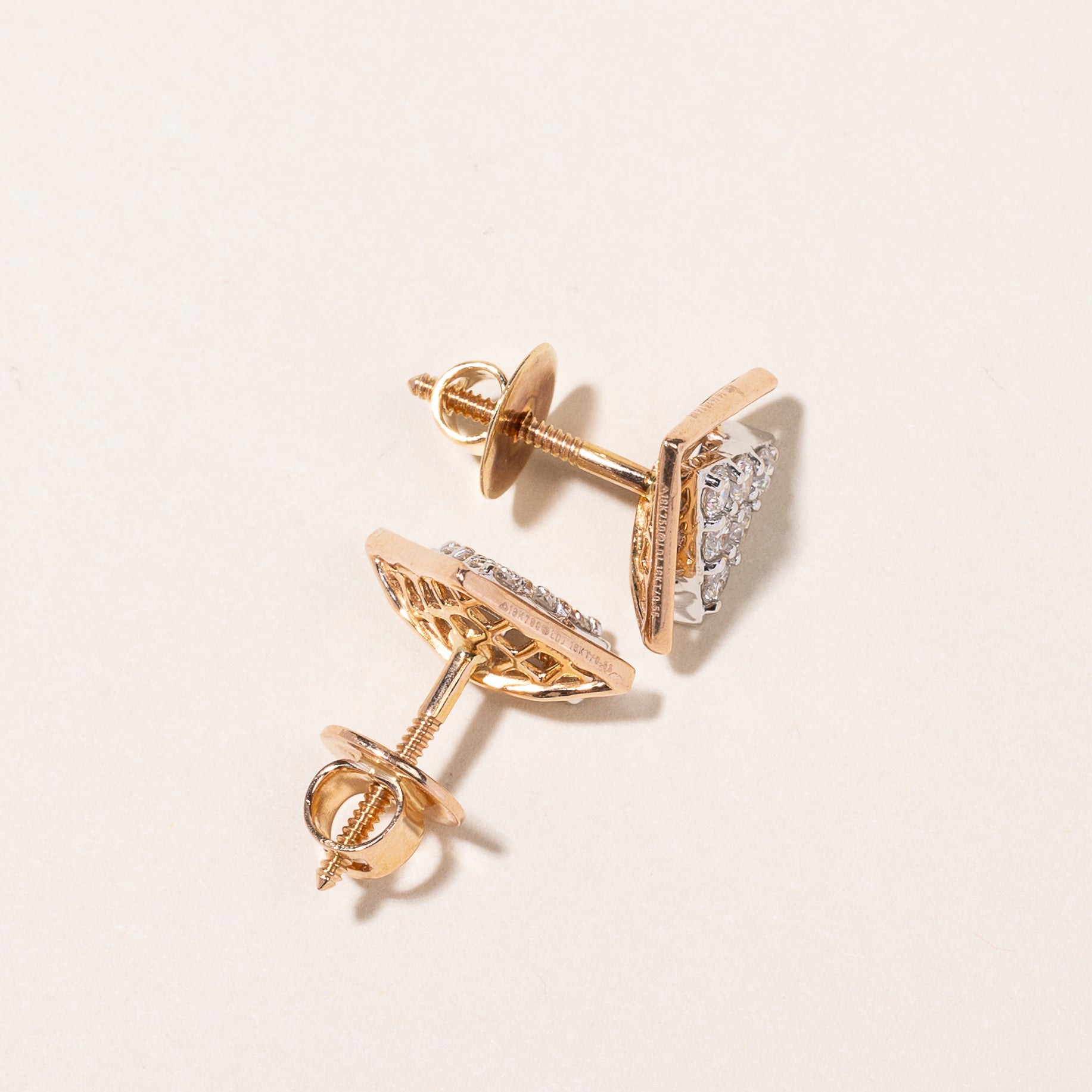 18K Rose and White Gold Diamond Earrings | 0.51ctw
