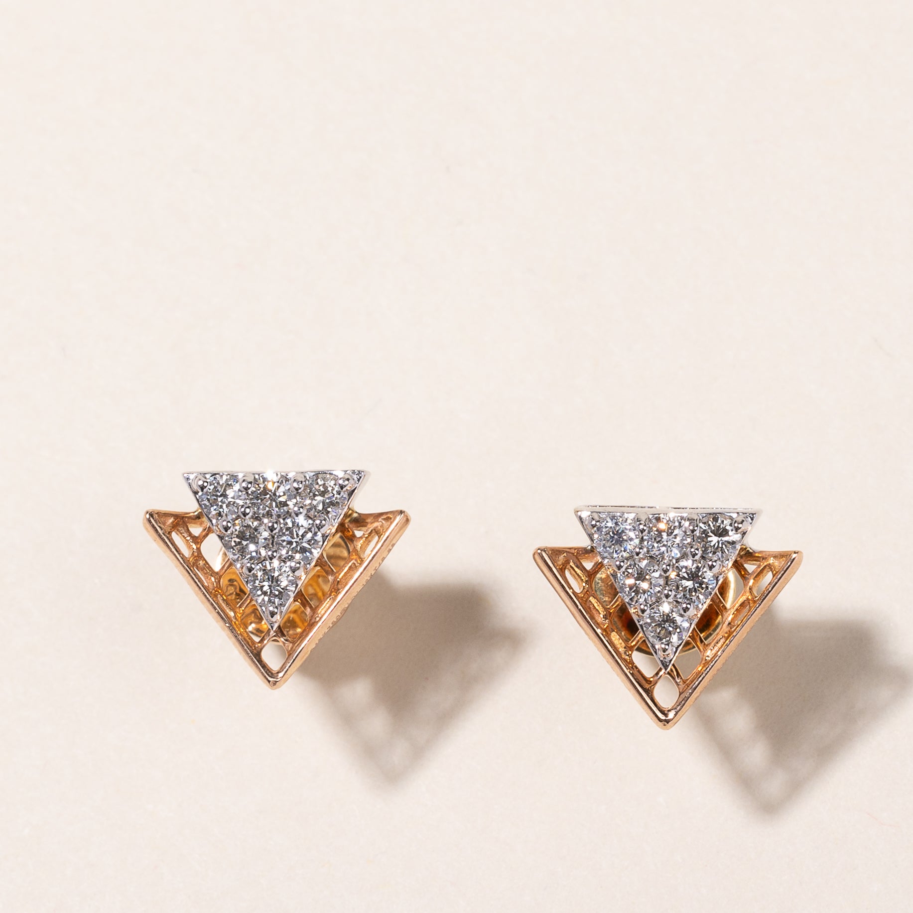 18K Rose and White Gold Diamond Earrings | 0.51ctw