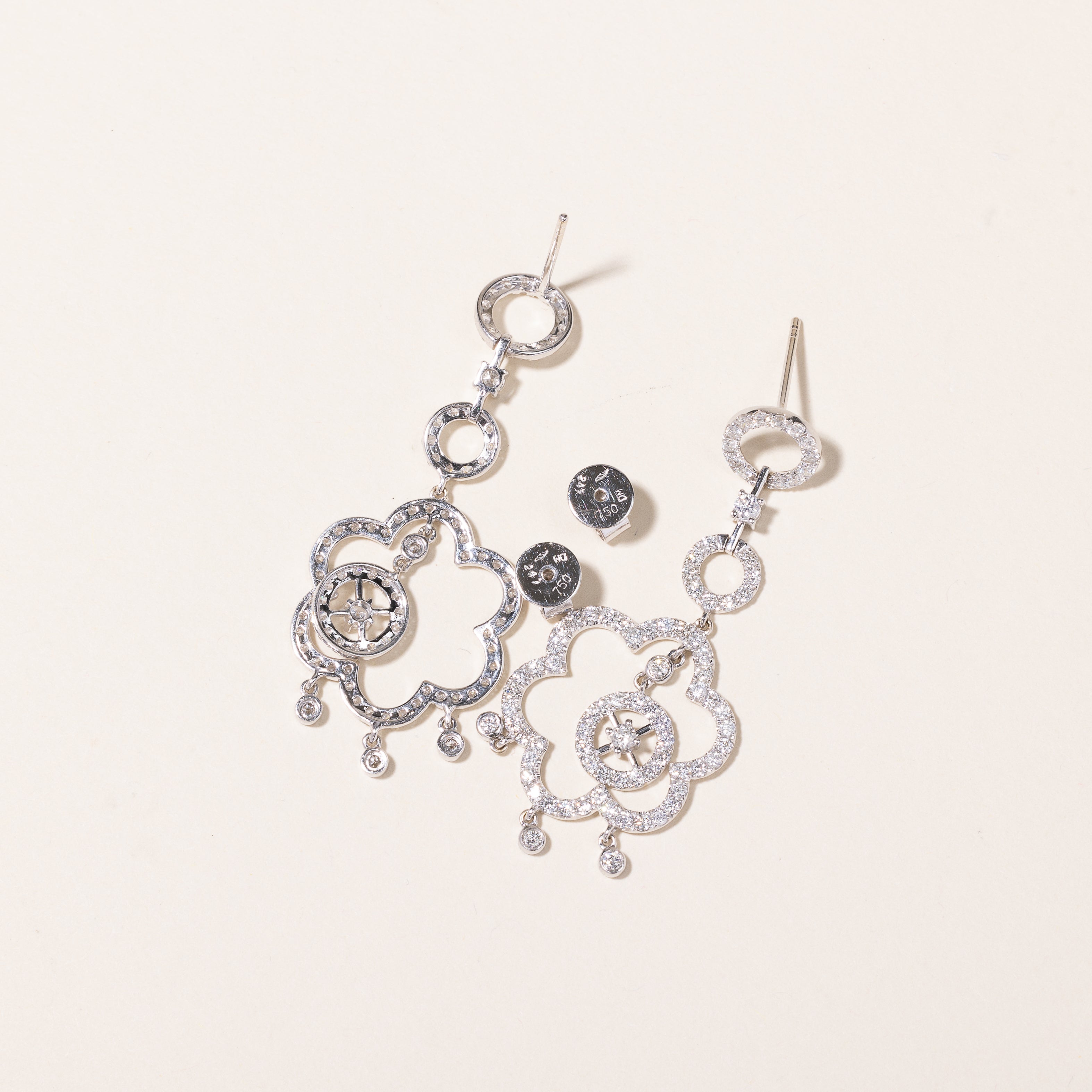 14k White Gold Drop Diamond Earrings | 1.69ctw