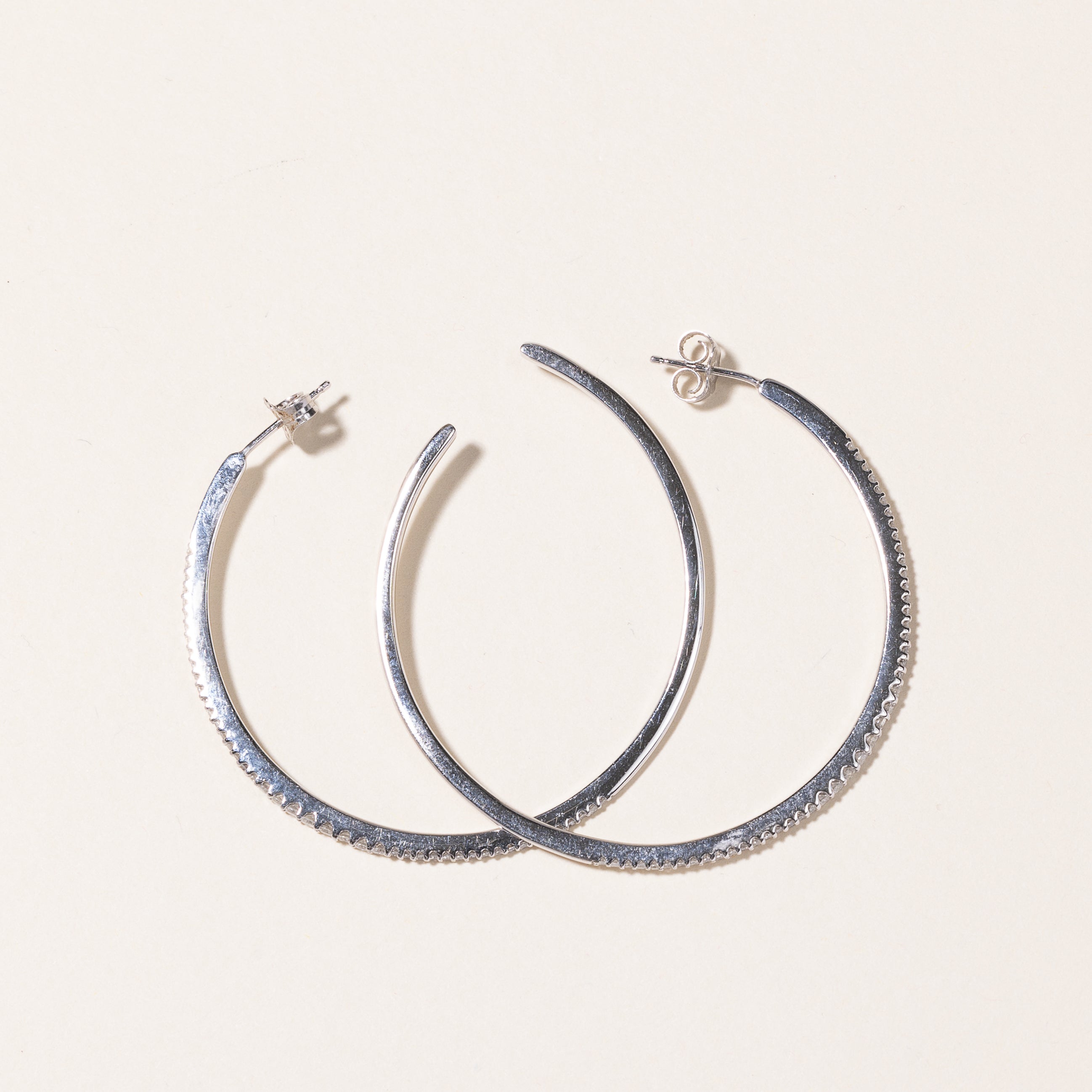 10k White Diamond Hoop Earrings | 0.55ctw