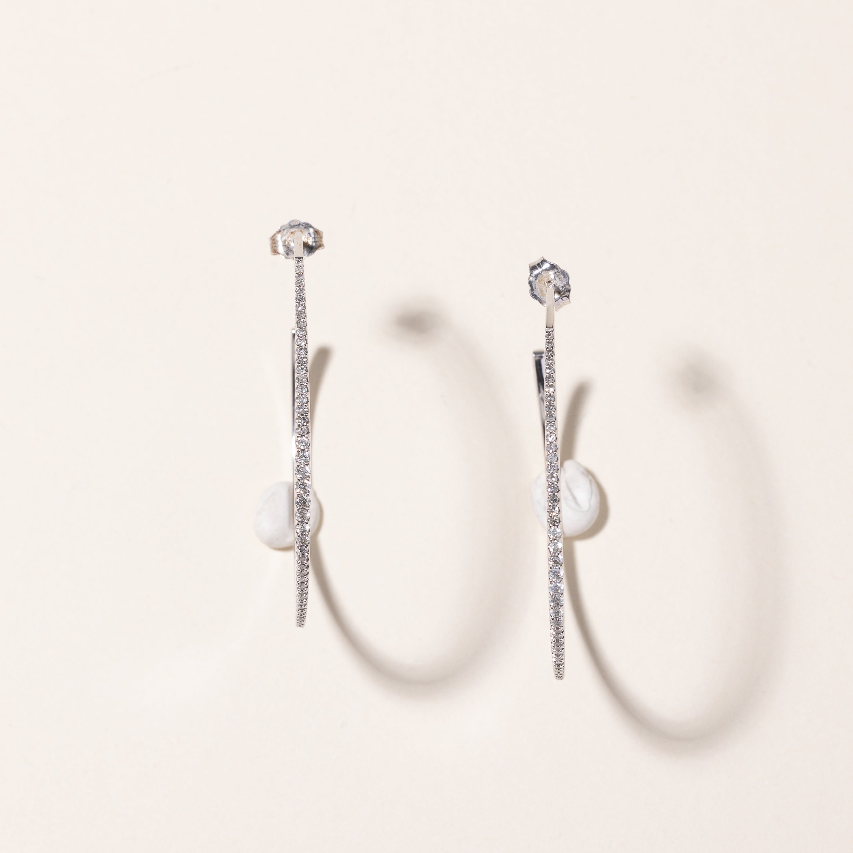 10k White Diamond Hoop Earrings | 0.55ctw