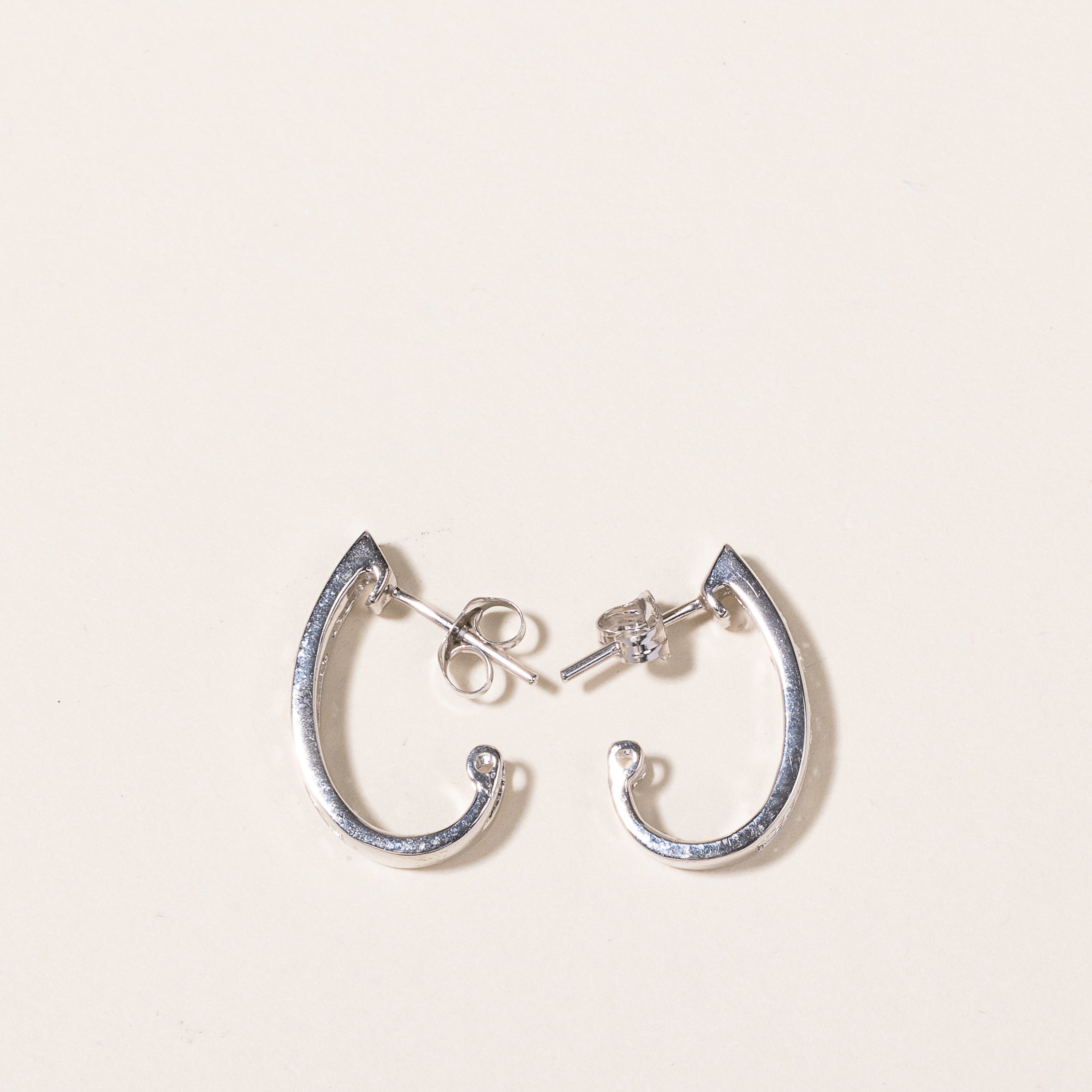 14k White Gold Diamond Huggie Earrings | 1.05ctw