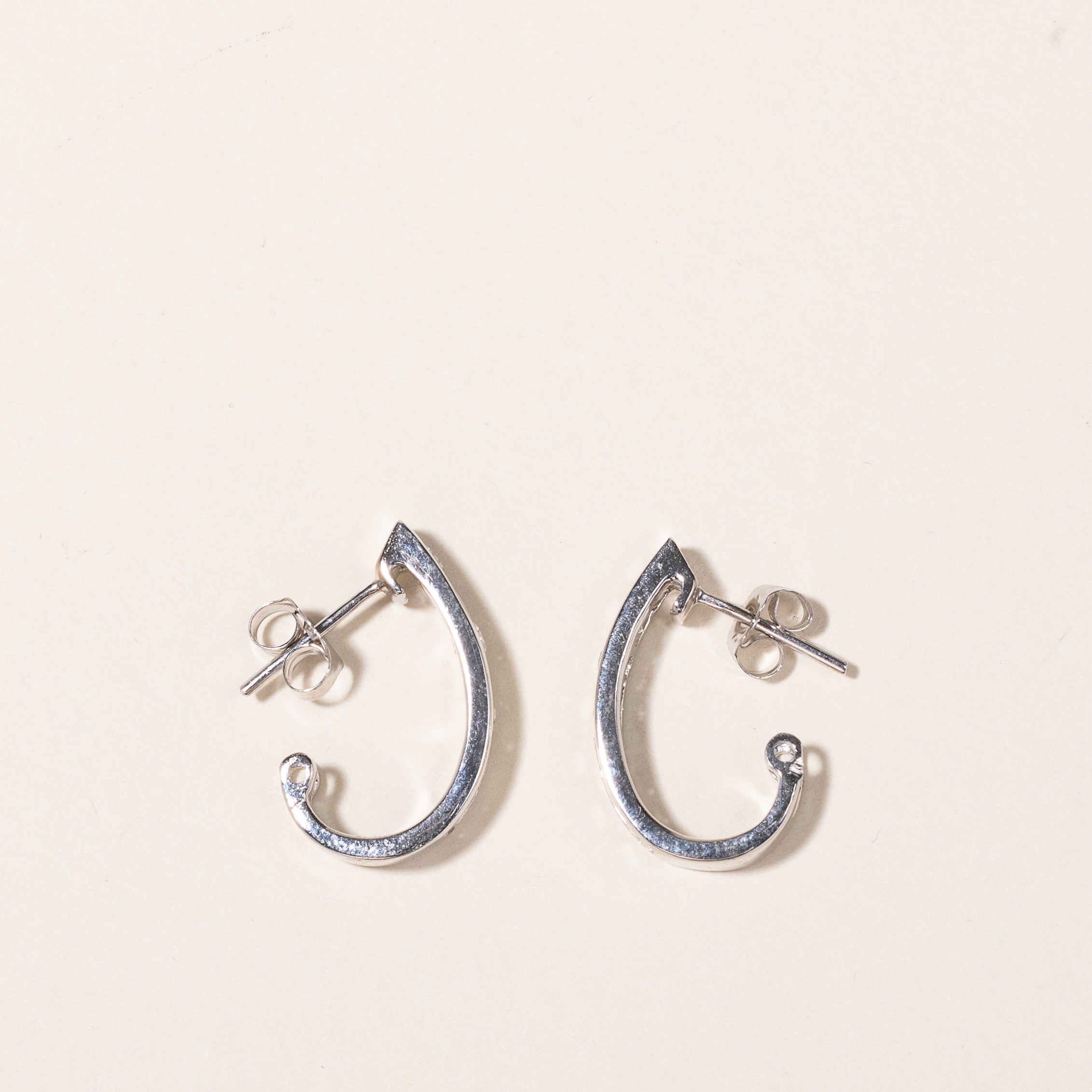 14k White Gold Diamond Huggie Earrings | 1.05ctw