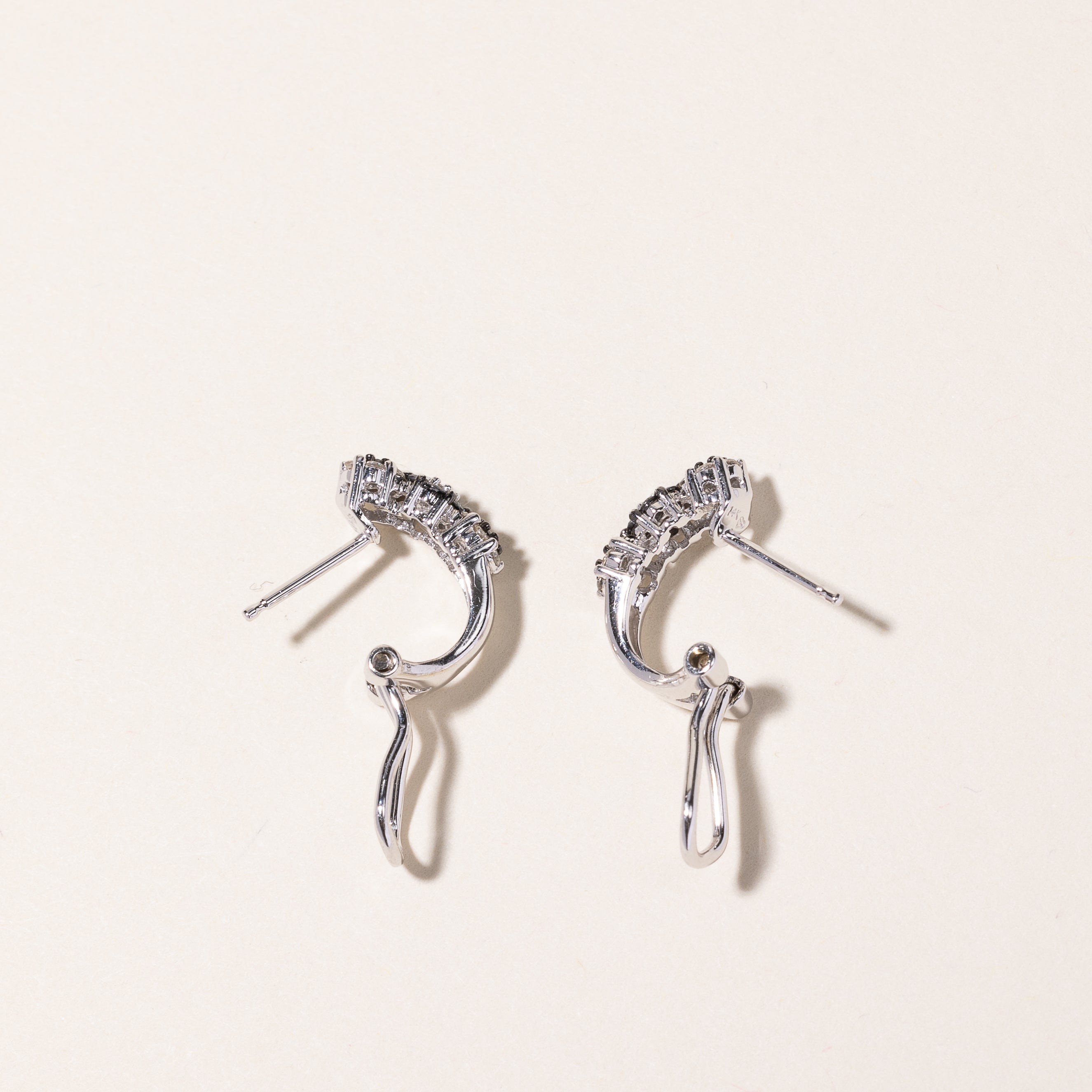 14k White Gold Floral Diamond Huggie Earrings | 0.57ctw