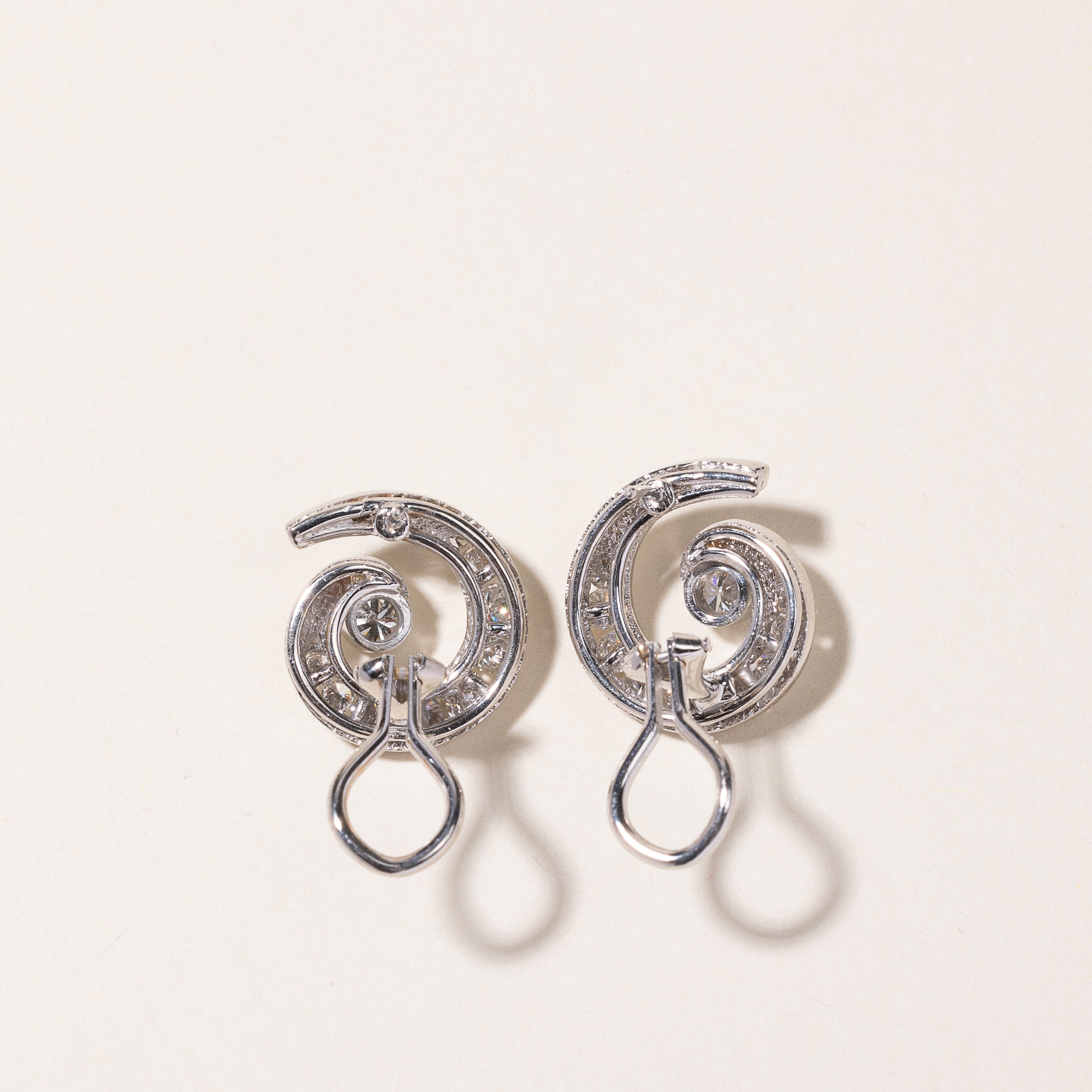 14k White Gold Diamond Swirl Earrings | 1.27ctw