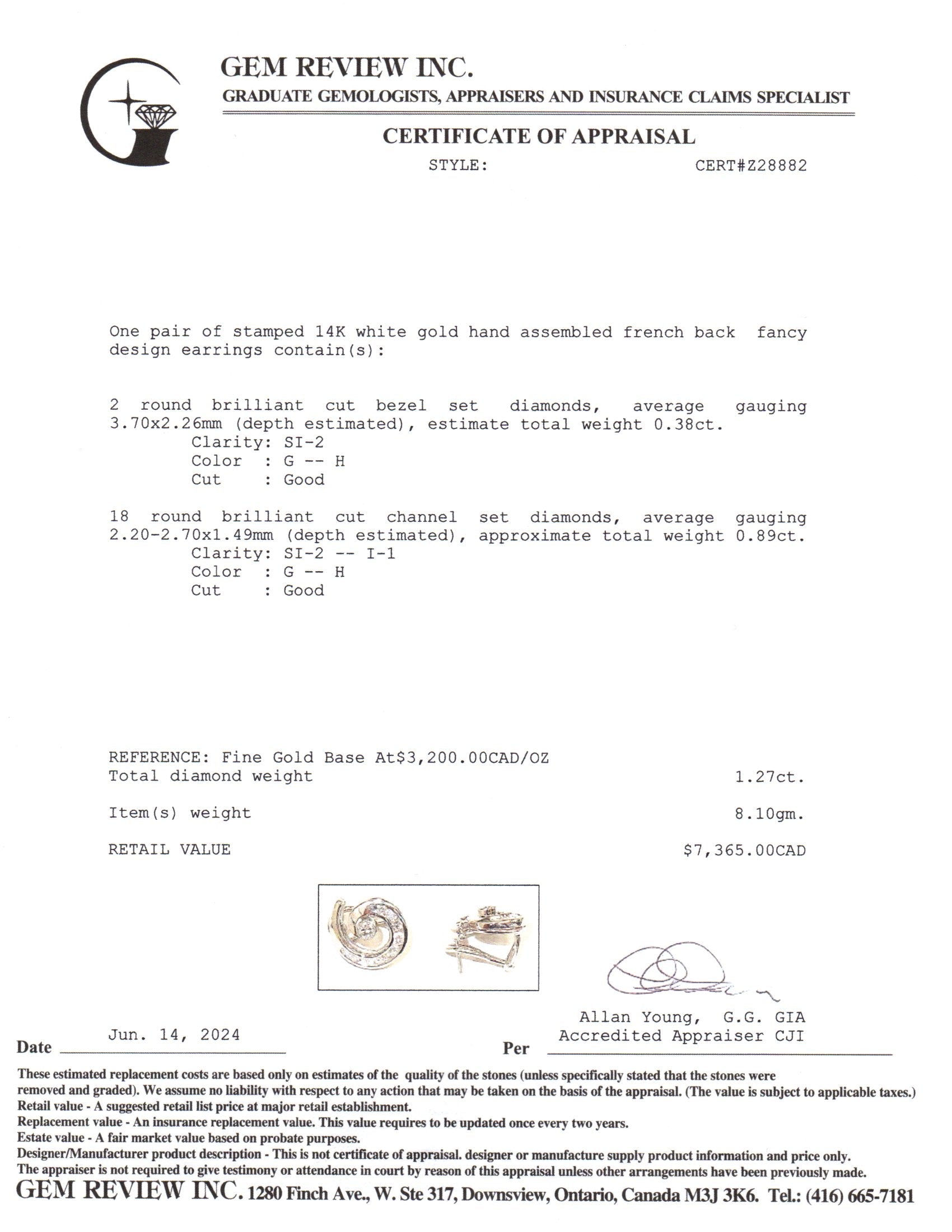 14k White Gold Diamond Swirl Earrings | 1.27ctw