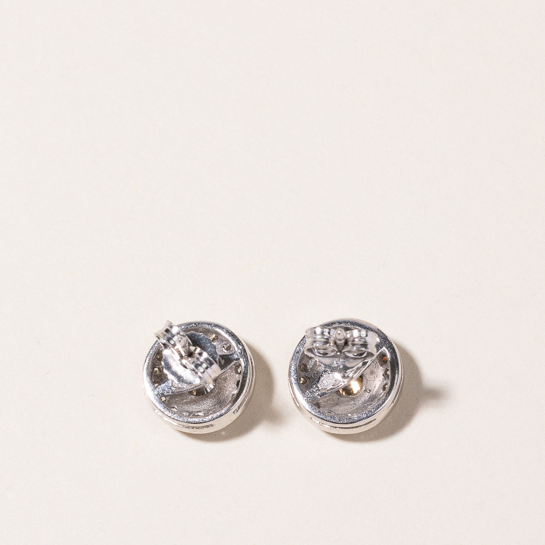 14k White Gold Diamond Halo Earrings | 0.84ctw