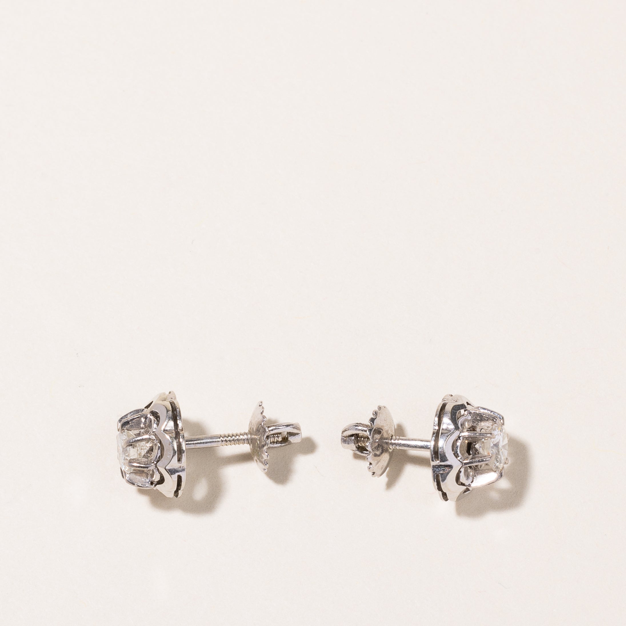 14k White Gold Diamond Stud Earrings | 0.57ctw