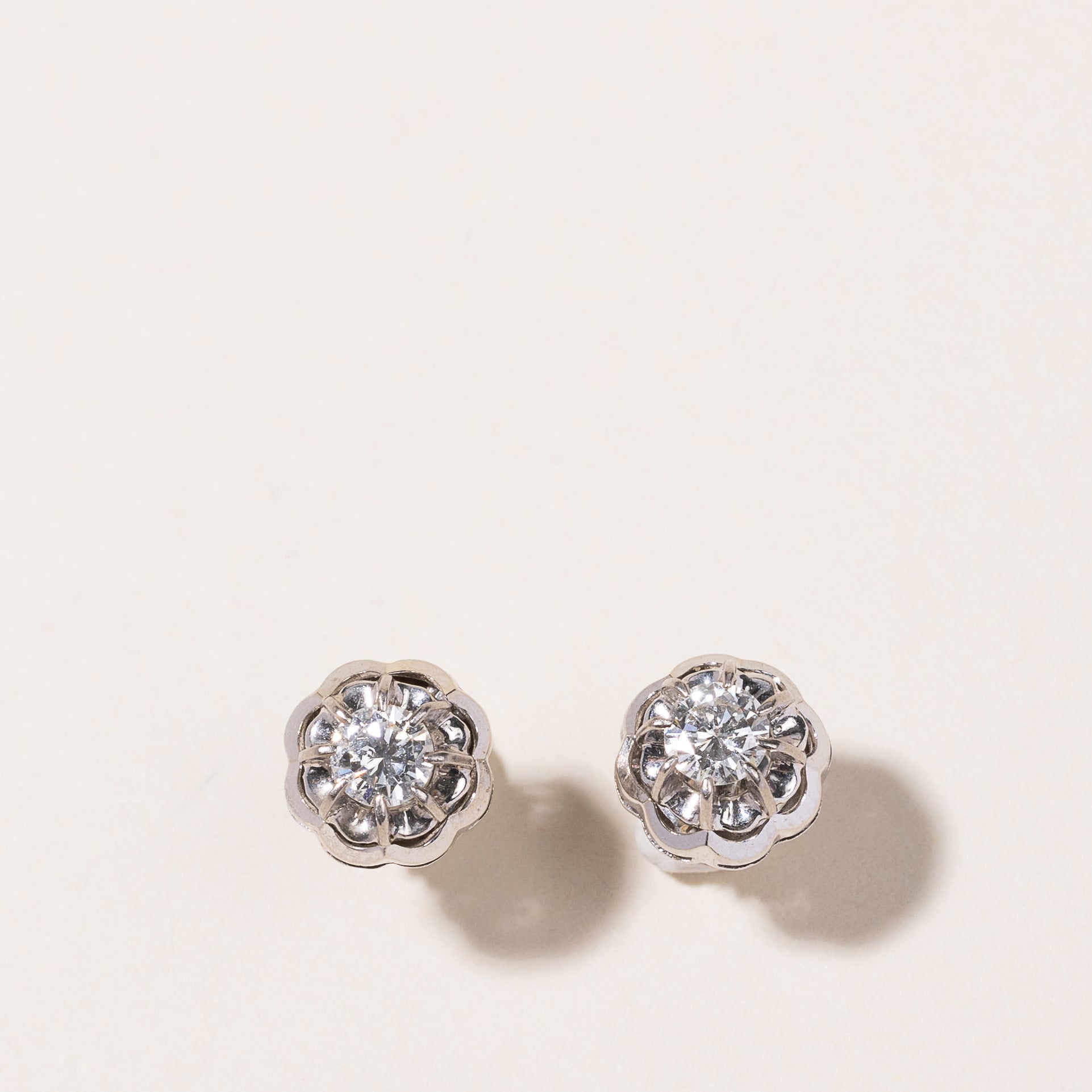 14k White Gold Diamond Stud Earrings | 0.57ctw