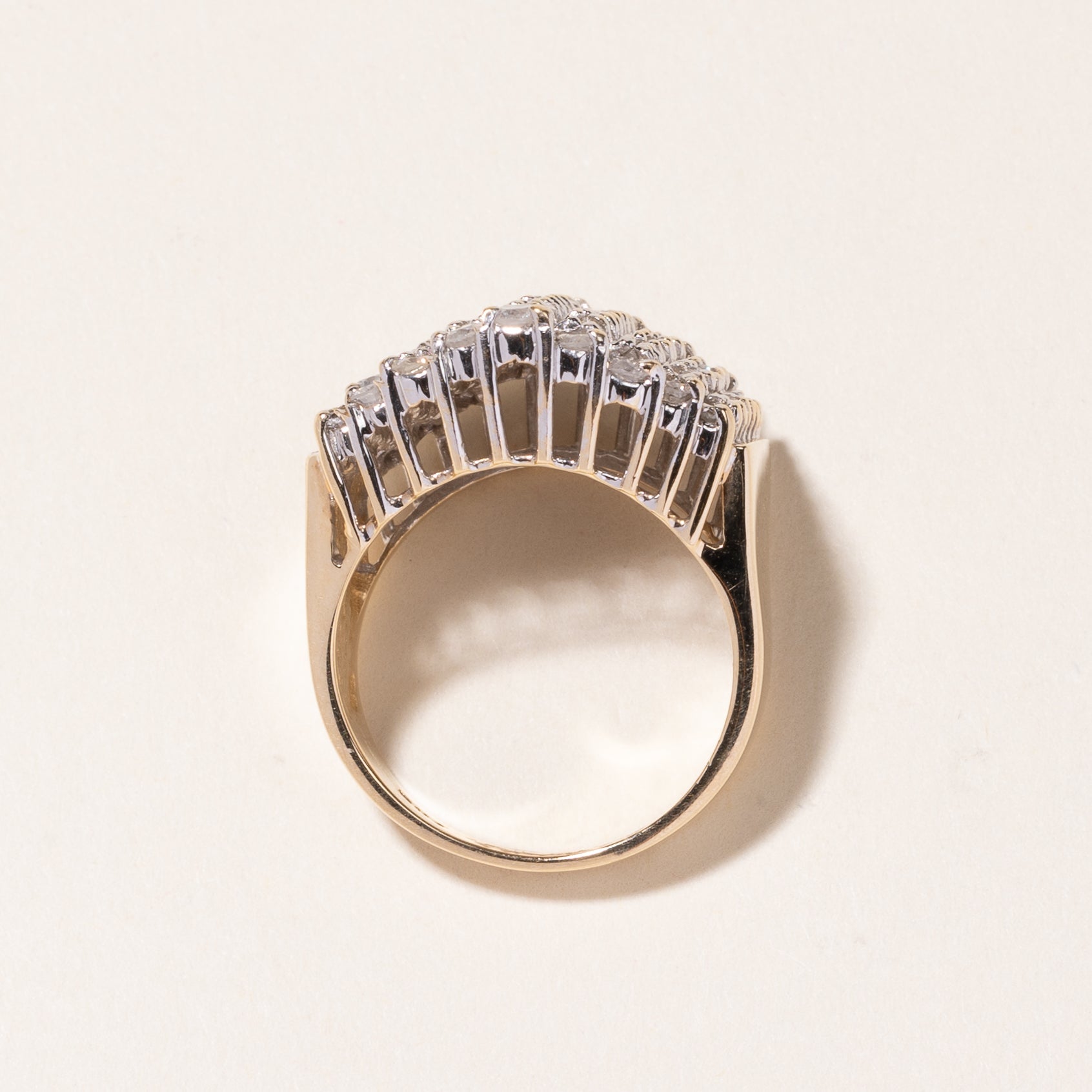 Bague en or jaune 14 carats sertie de diamants en grappe | 3,00 ct au total | Taille 7,25
