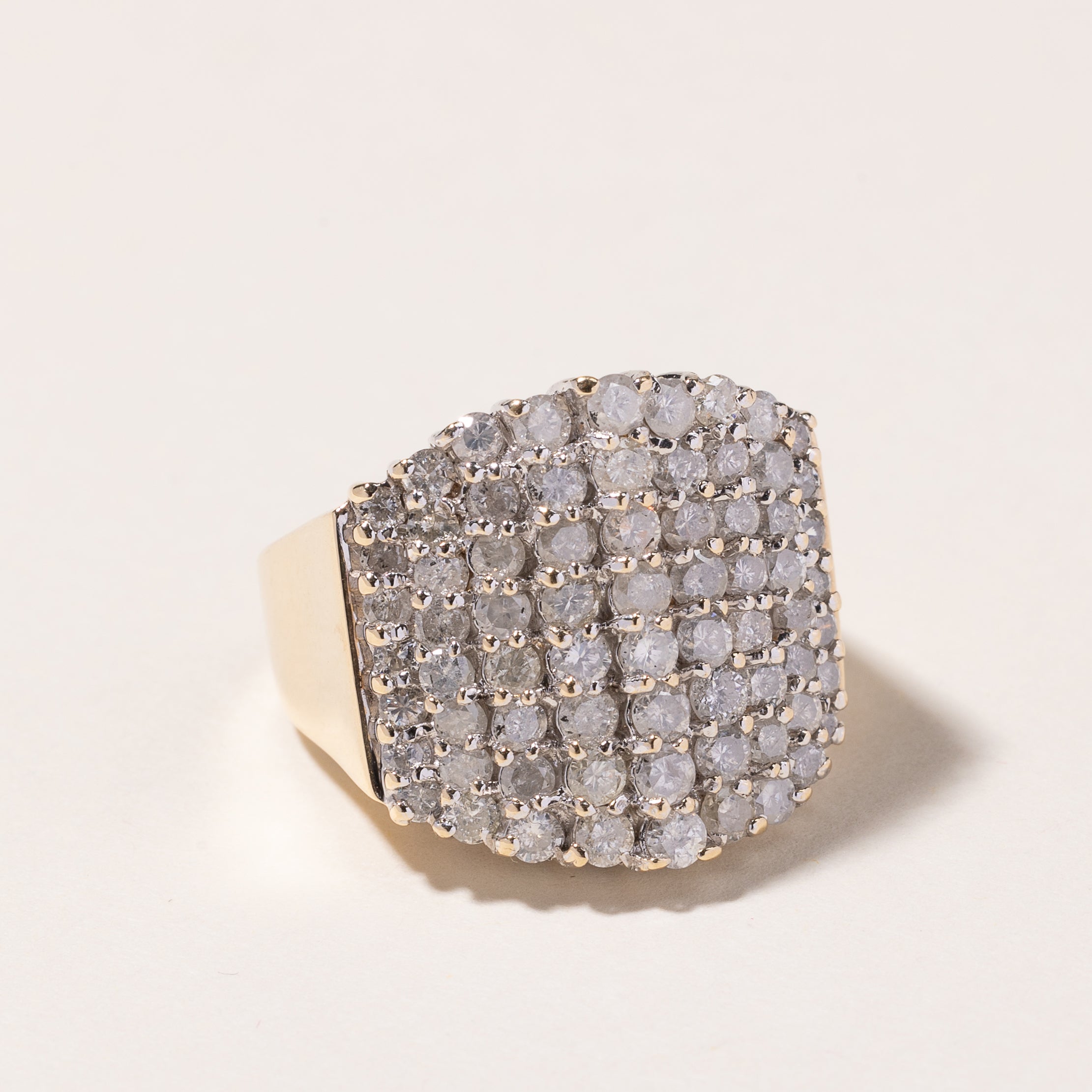 Bague en or jaune 14 carats sertie de diamants en grappe | 3,00 ct au total | Taille 7,25