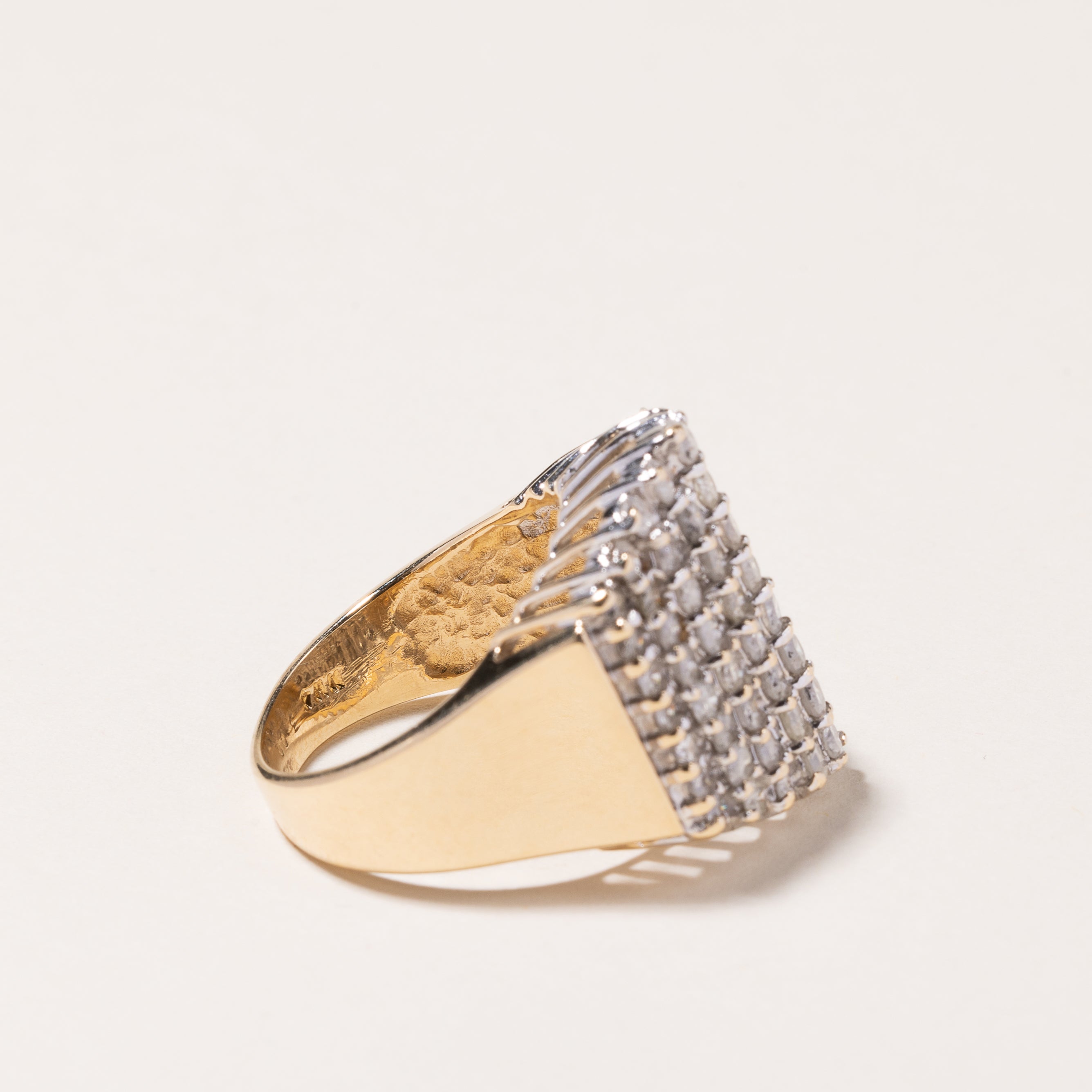 Bague en or jaune 14 carats sertie de diamants en grappe | 3,00 ct au total | Taille 7,25