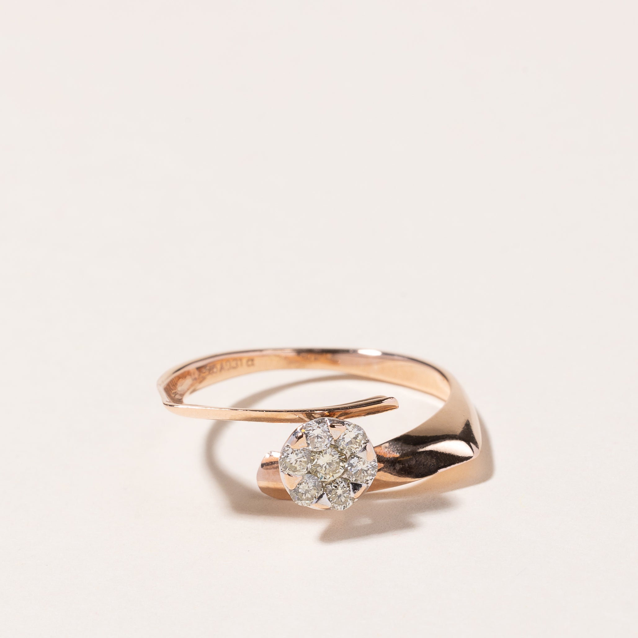 14k Rose and White Gold Diamond Ring & Earring Set | 0.17ctw, 0.68ctw | SZ 6