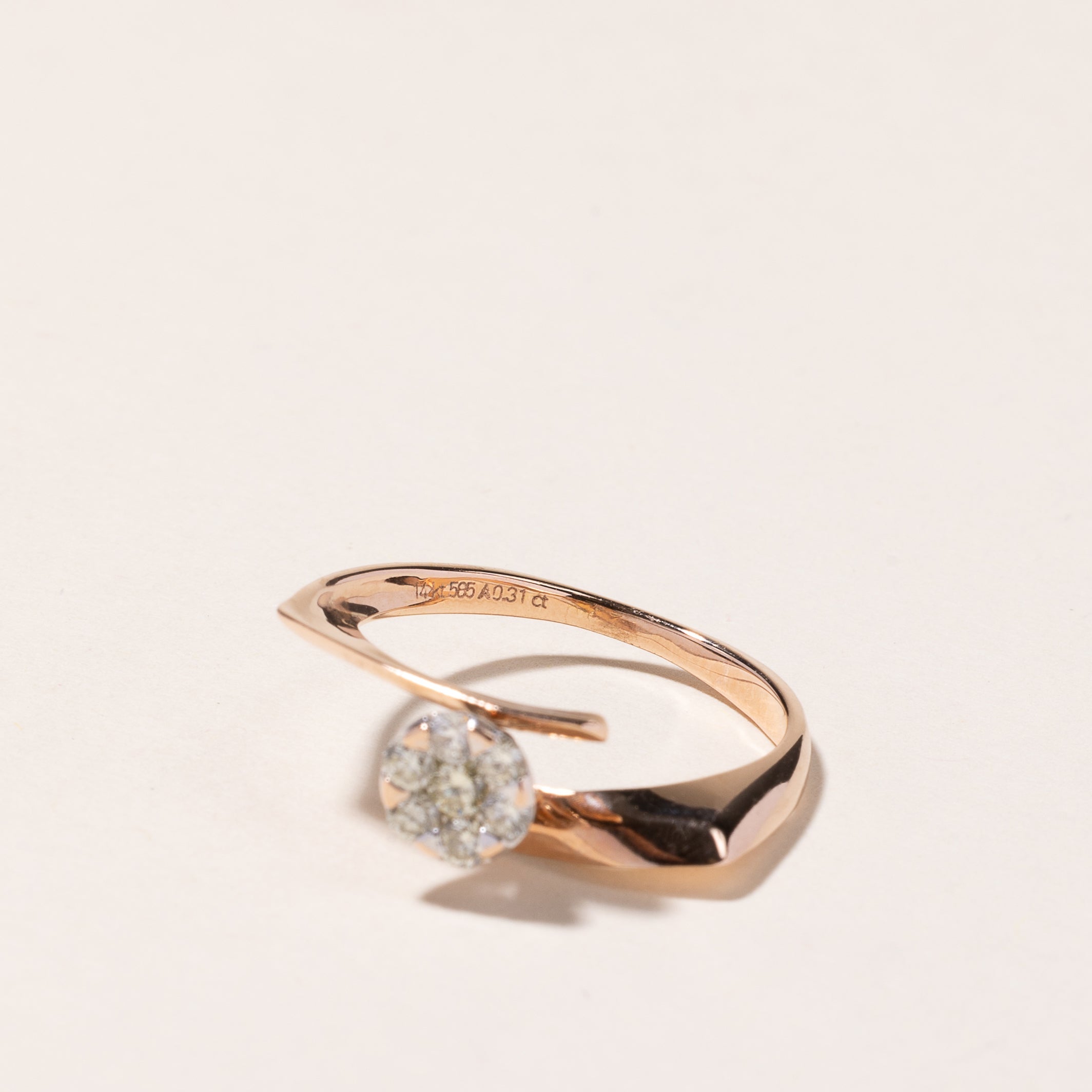 14k Rose and White Gold Diamond Ring & Earring Set | 0.17ctw, 0.68ctw | SZ 6