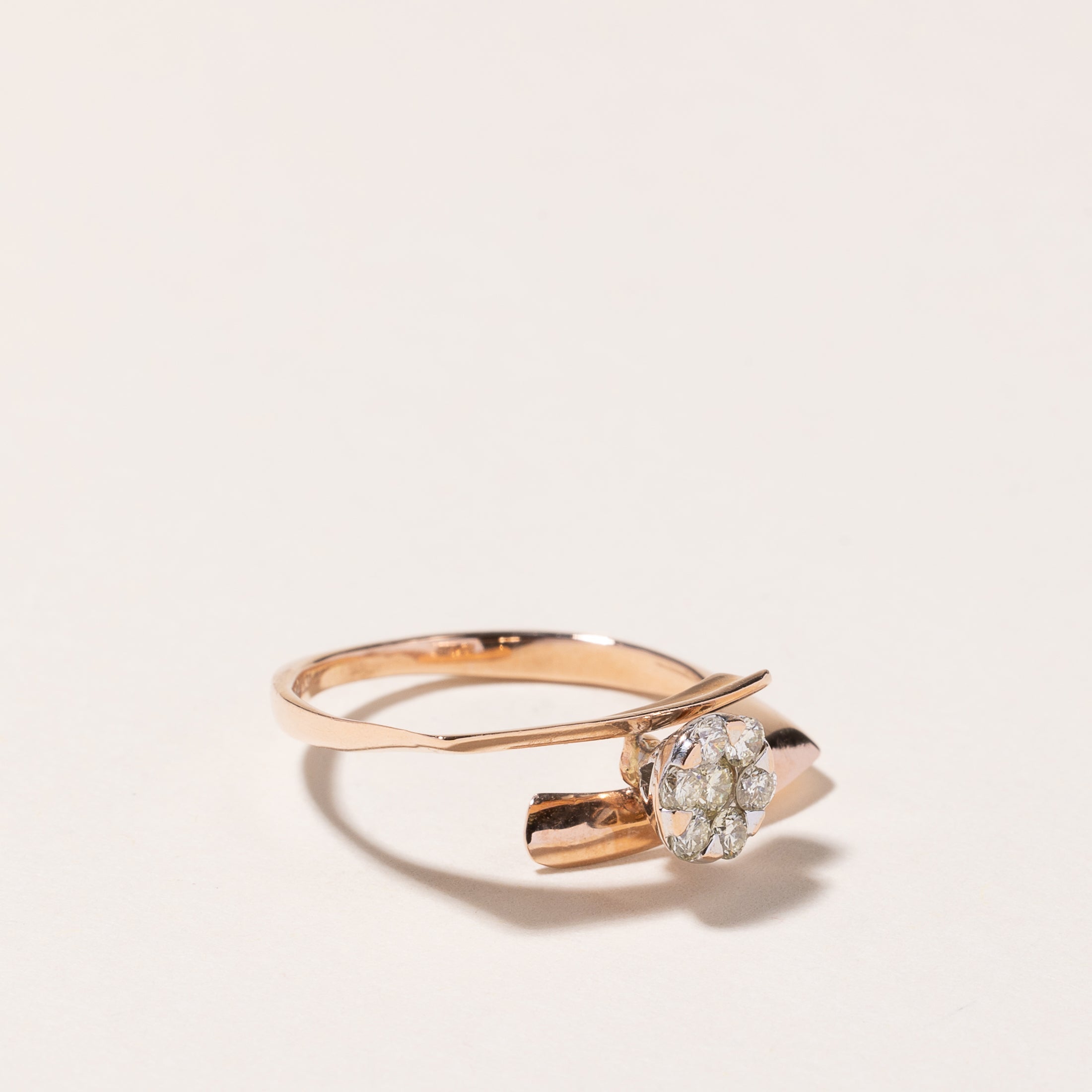 14k Rose and White Gold Diamond Ring & Earring Set | 0.17ctw, 0.68ctw | SZ 6