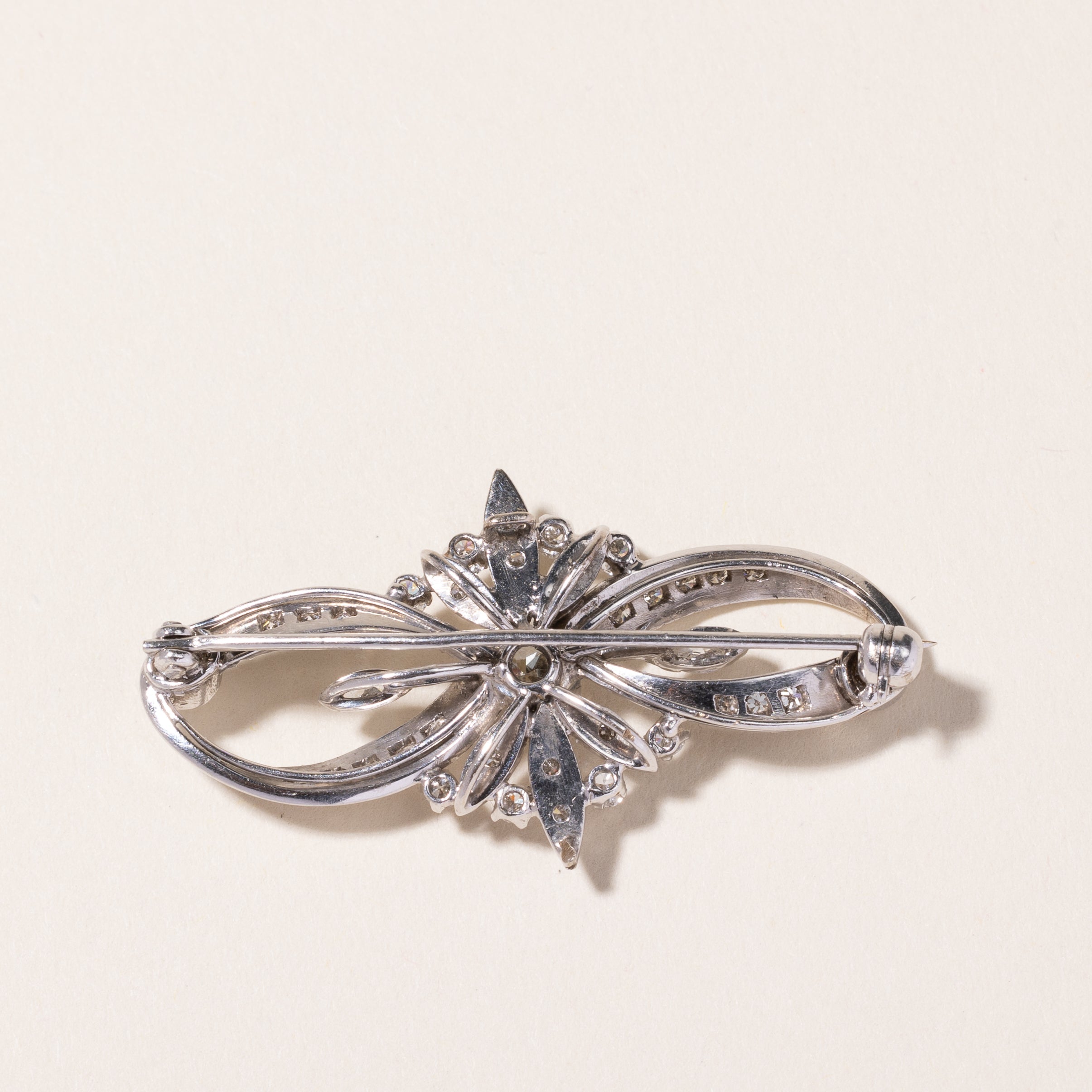 14k White Gold Diamond Brooch | 1.88ctw |