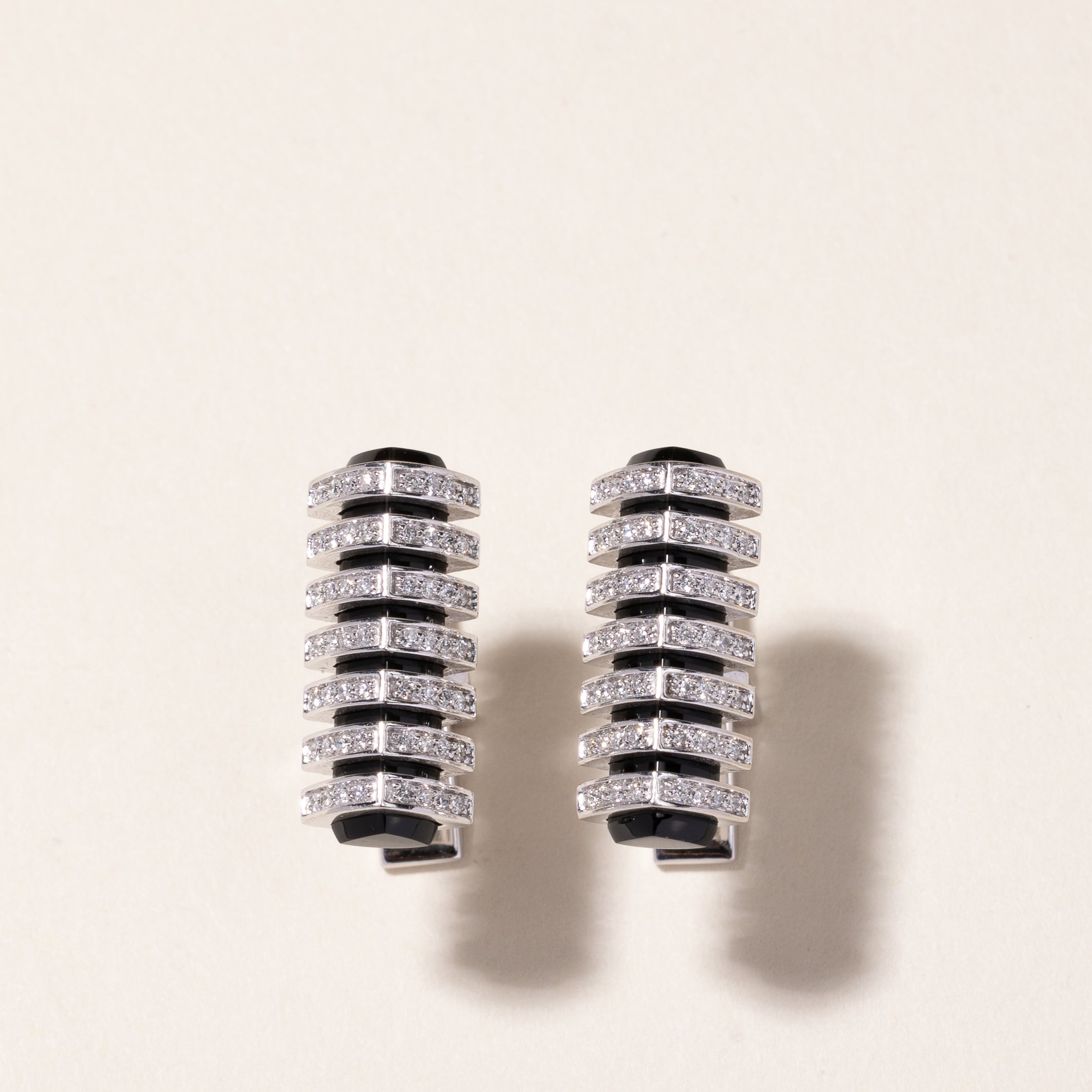 14k White Gold Onyx & Diamond Cufflinks | 0.81ctw |