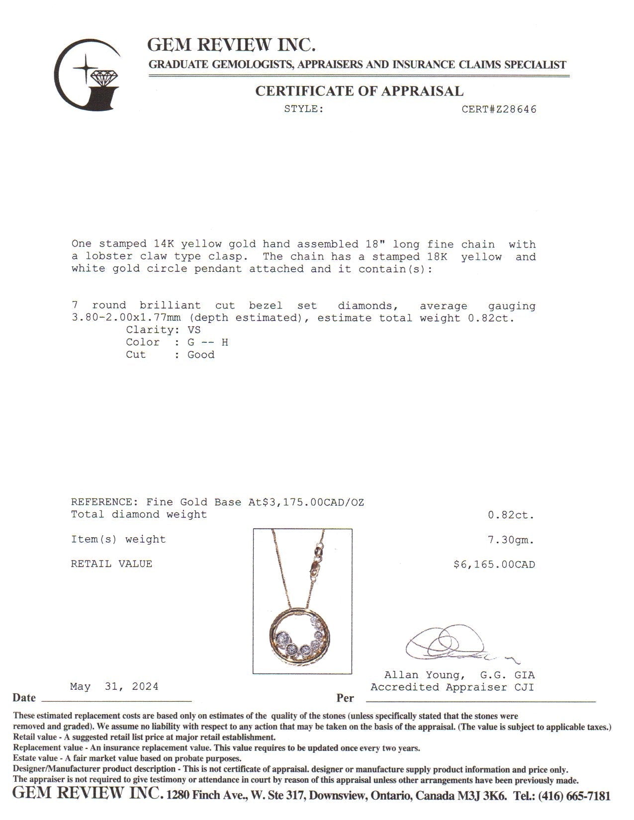 14k Yellow Gold Diamond Necklace | 0.82ctw | 18"