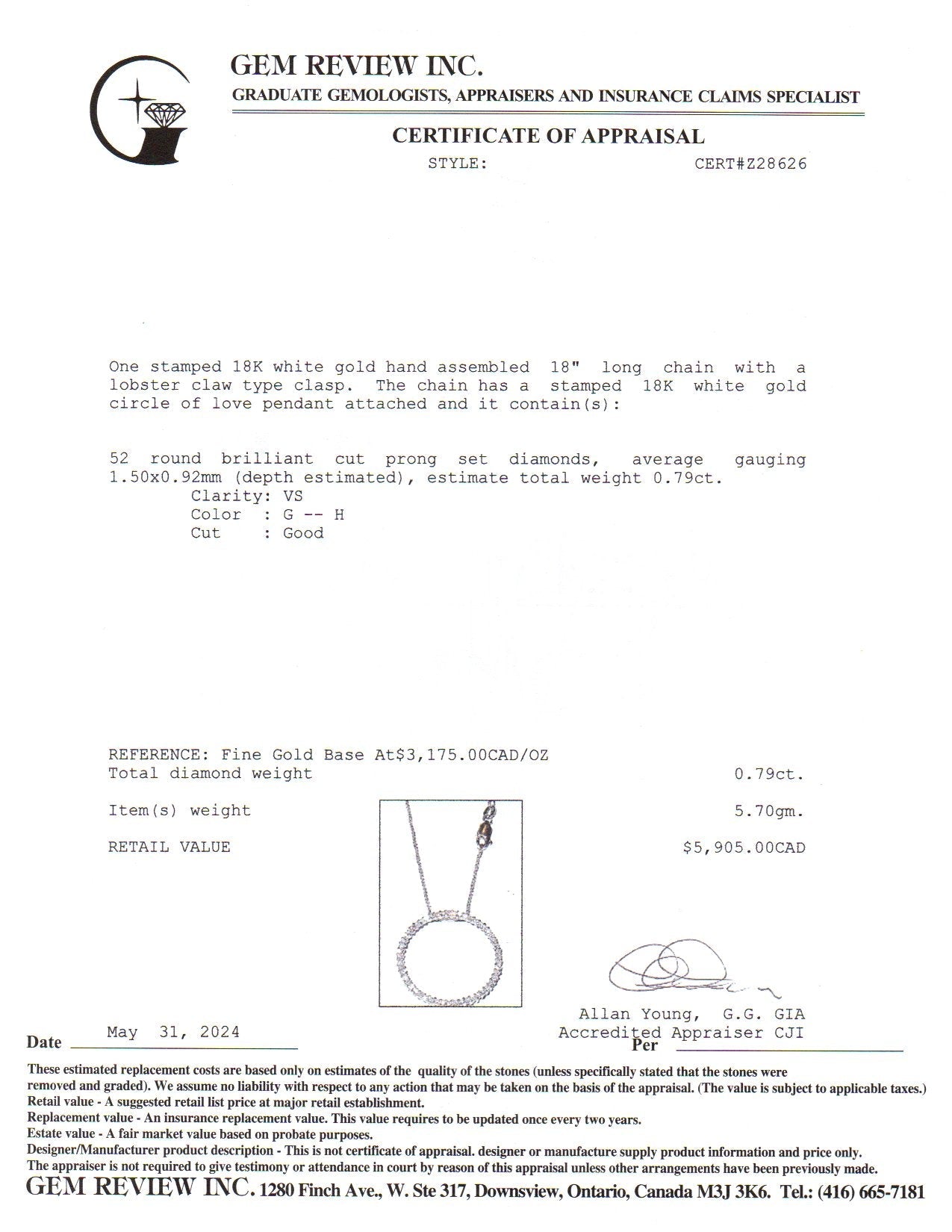 18k White Gold Diamond Necklace | 0.79ctw | 18"