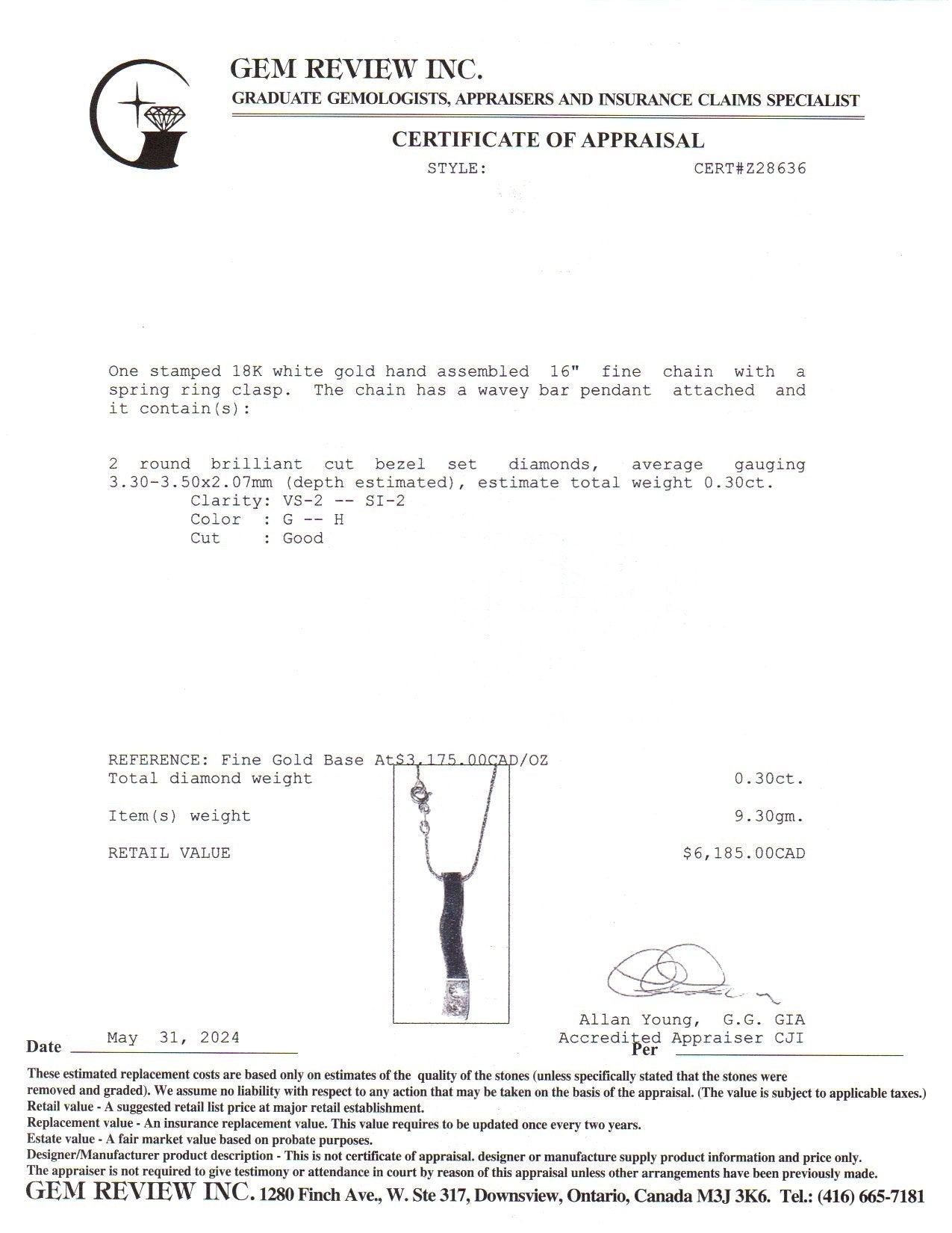 18k White Gold Diamond Necklace | 0.30ctw | 16"