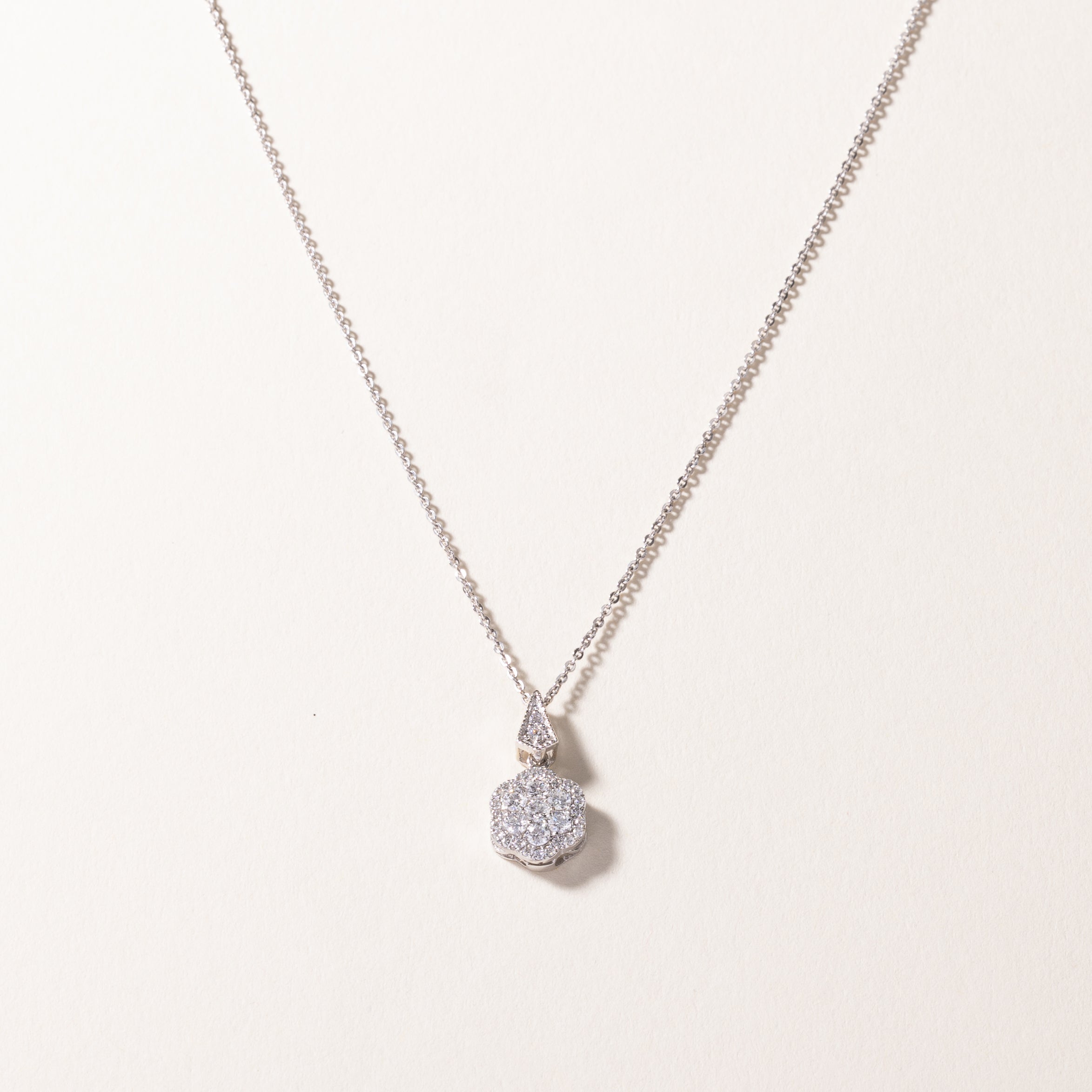 18k White Gold Diamond Necklace | 0.51ctw | 16"