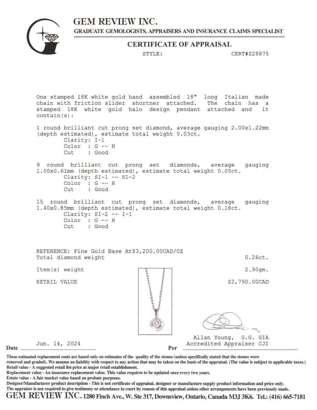 18k White Gold Diamond Necklace | 0.26ctw | 18"