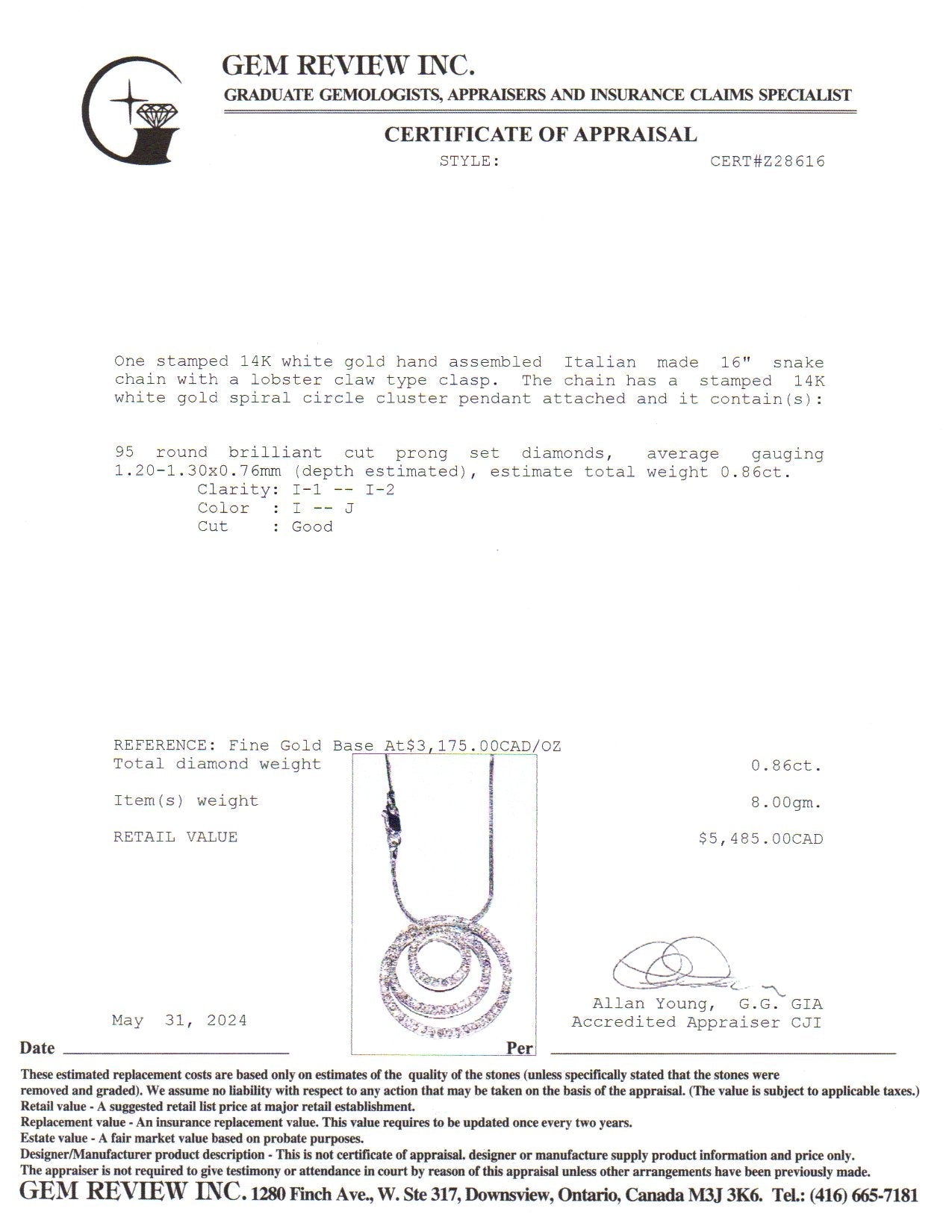 14k White Gold Diamond Necklace | 0.86ctw | 16"