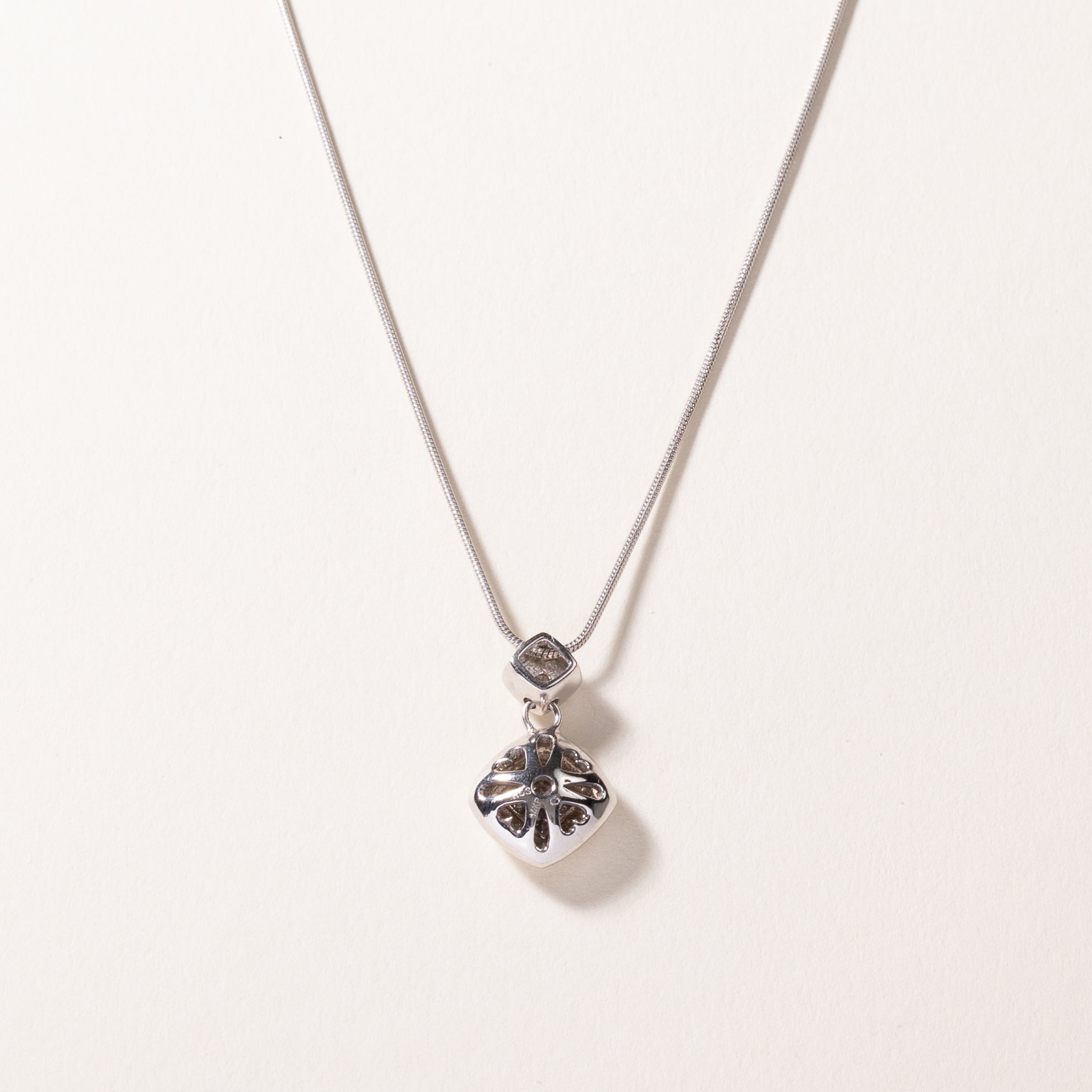 14k White Gold Diamond Necklace | 0.18ctw | 18"