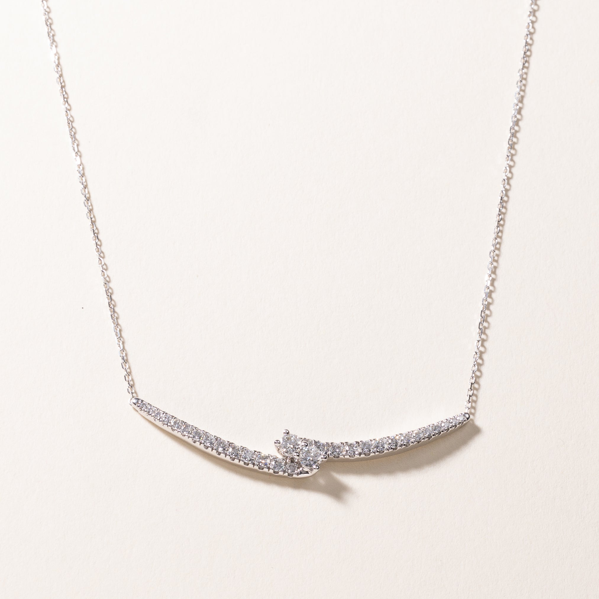 14k White Gold Diamond Necklace | 1.02ctw | 17"-18"-19"