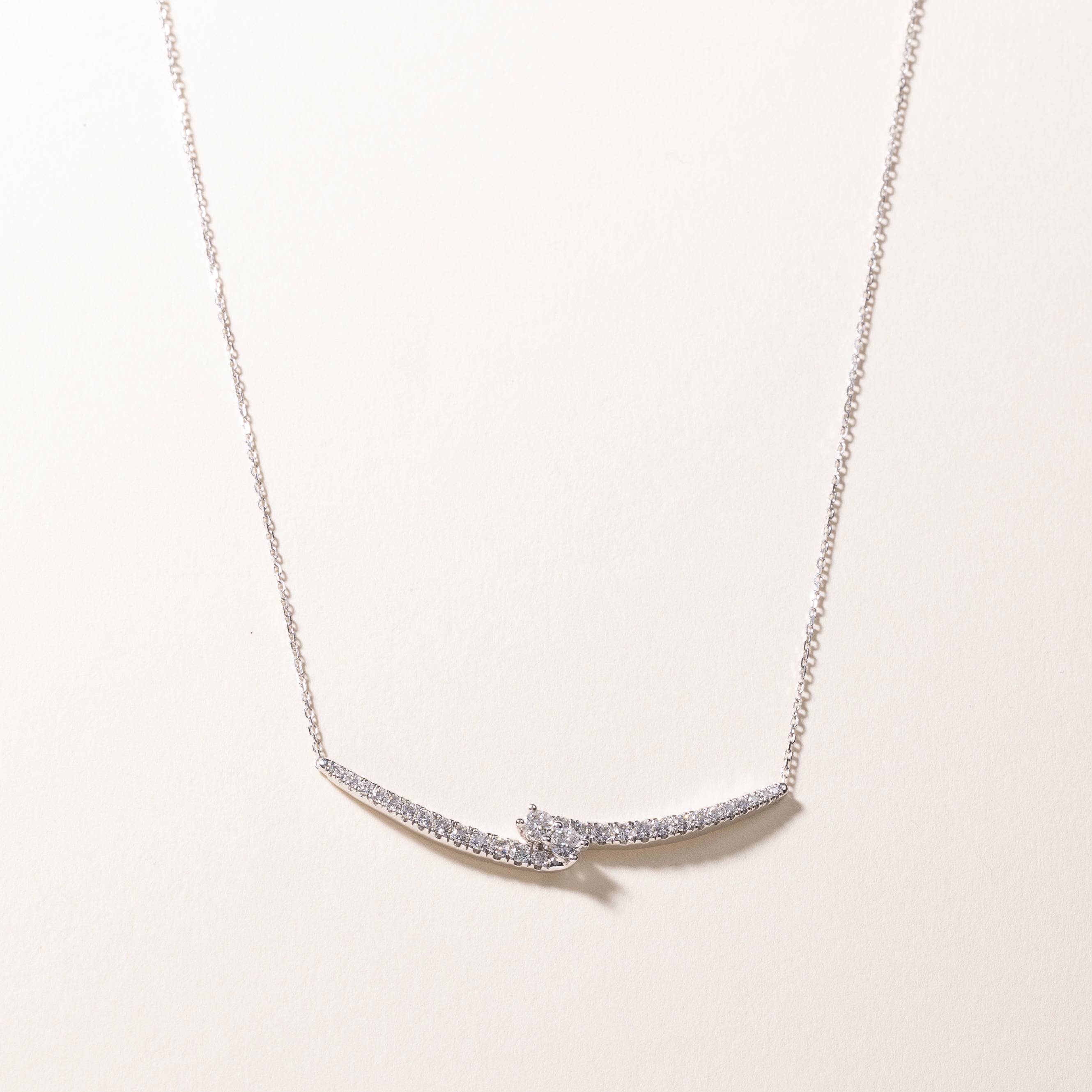 14k White Gold Diamond Necklace | 1.02ctw | 17"-18"-19"