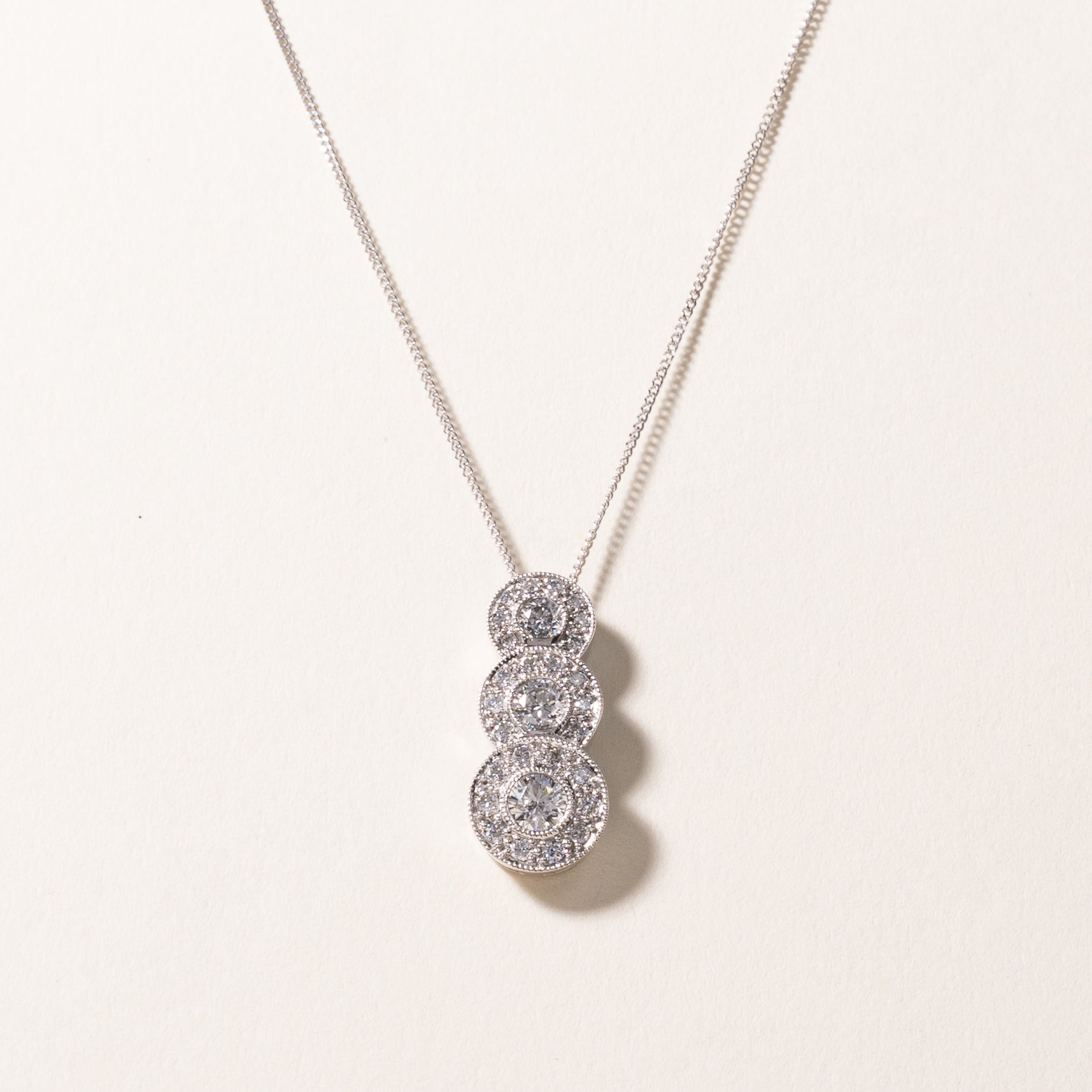 14k White Gold Diamond Necklace | 1.00ctw | 16"
