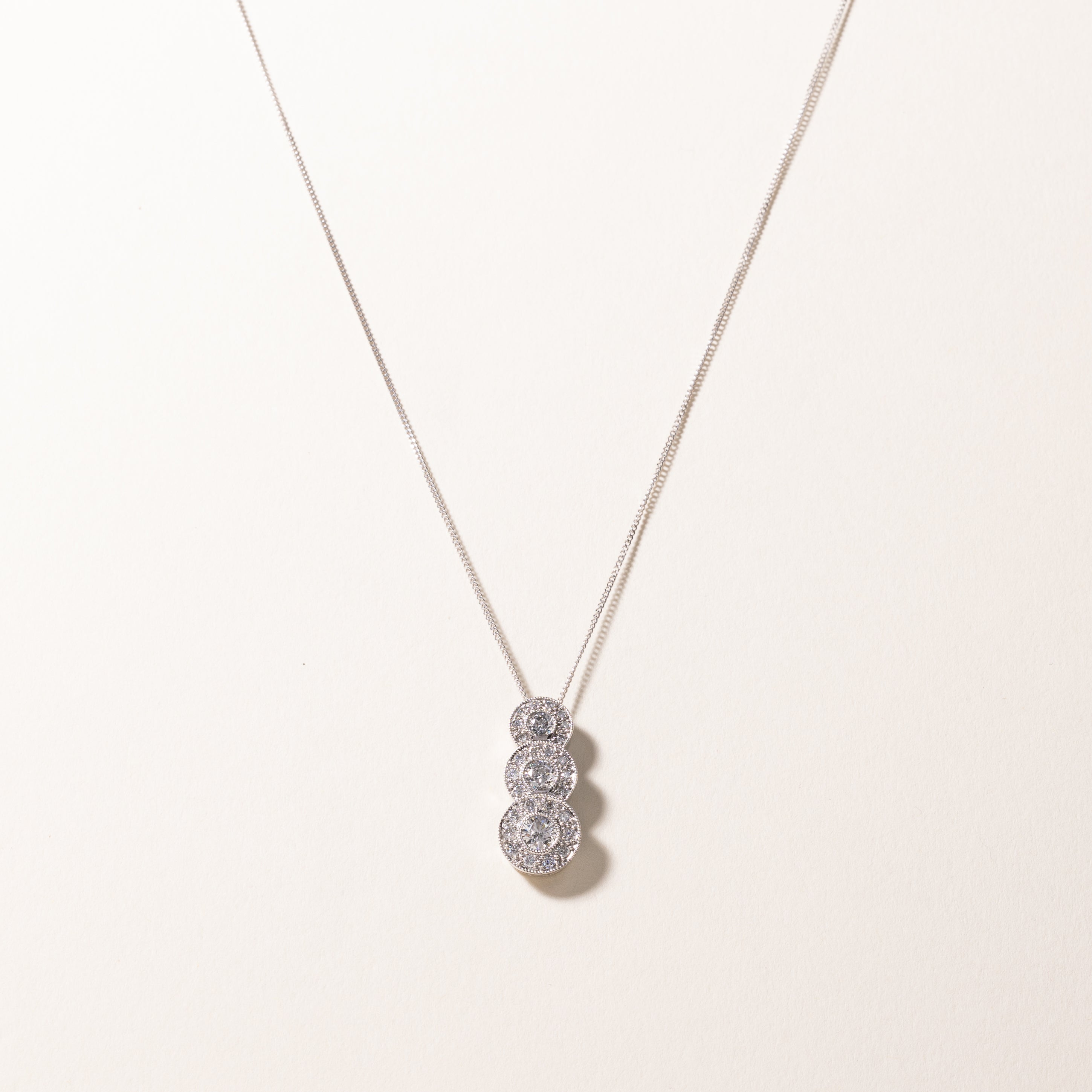 14k White Gold Diamond Necklace | 1.00ctw | 16"