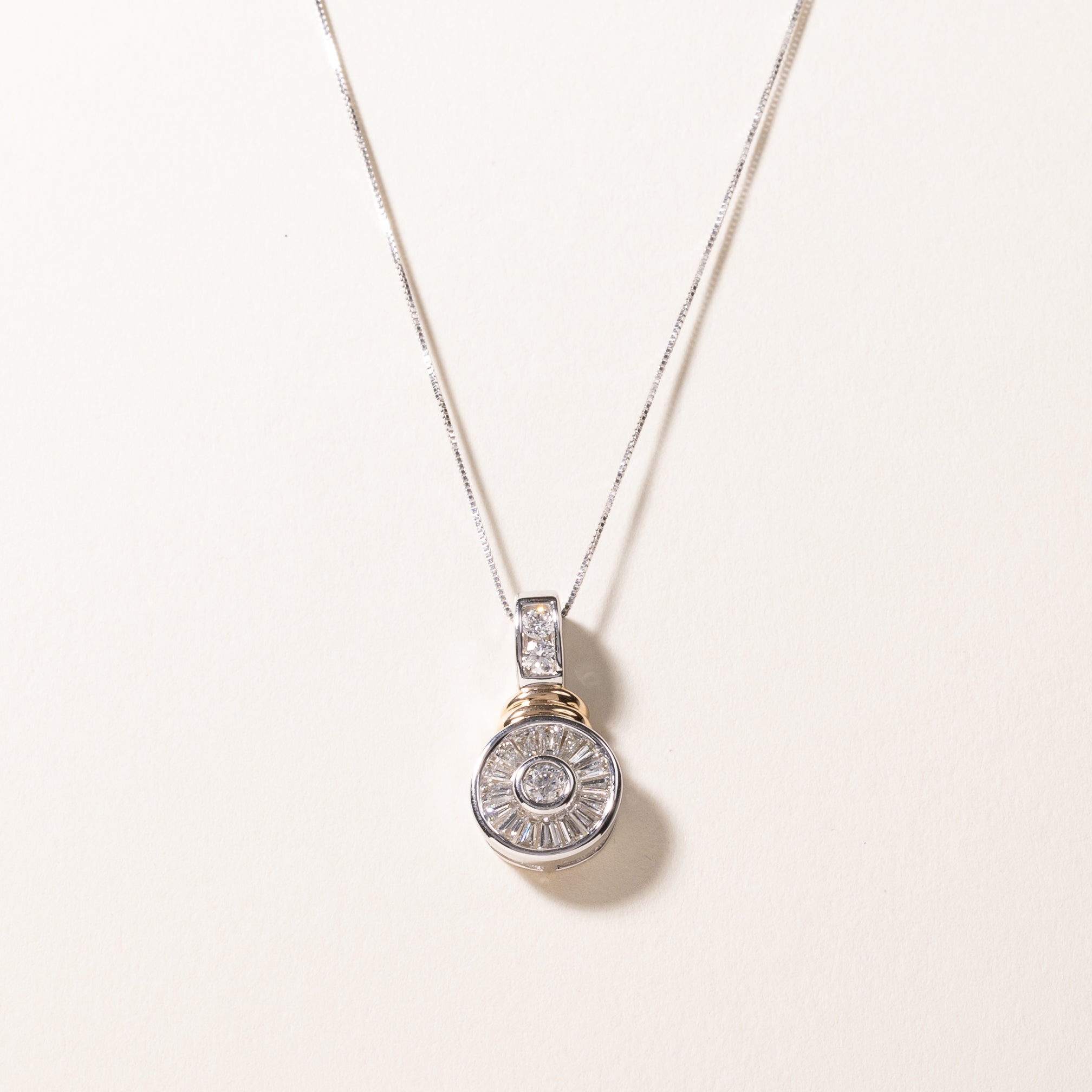 Collier en or blanc 14 carats et diamants | 1,03 ct au total | 45,7 cm