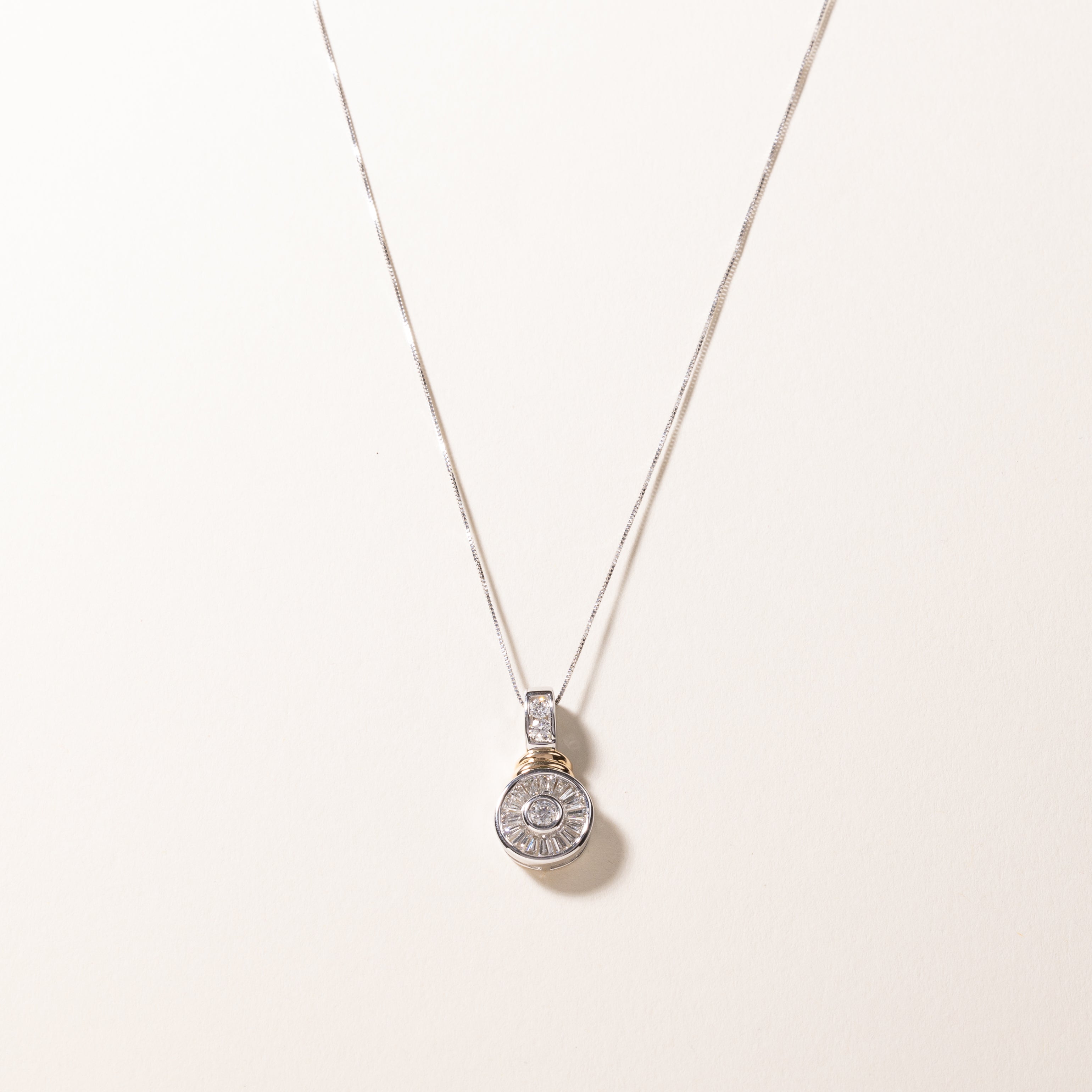 Collier en or blanc 14 carats et diamants | 1,03 ct au total | 45,7 cm