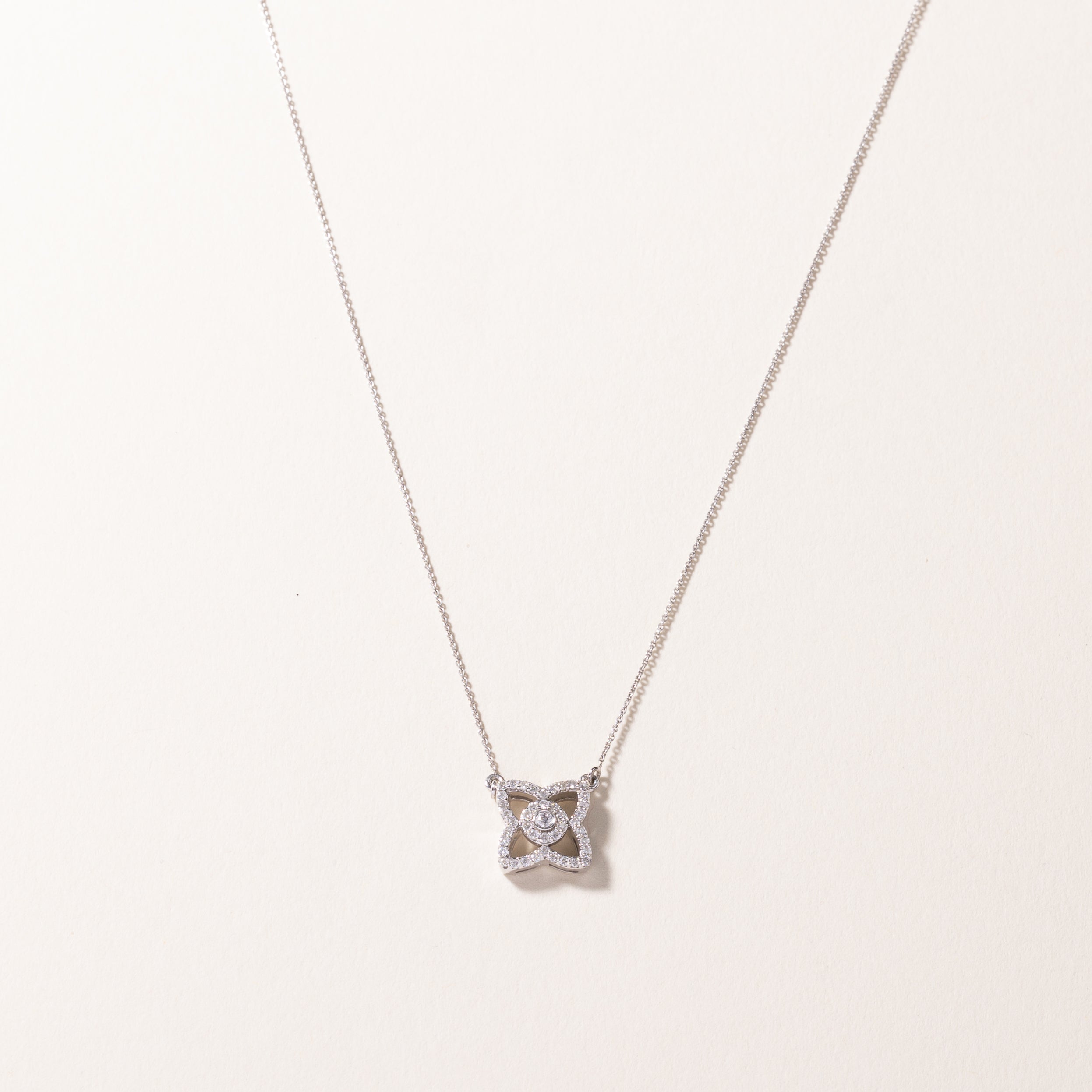 14k White Gold Diamond Necklace | 0.37ctw | 16"-18"