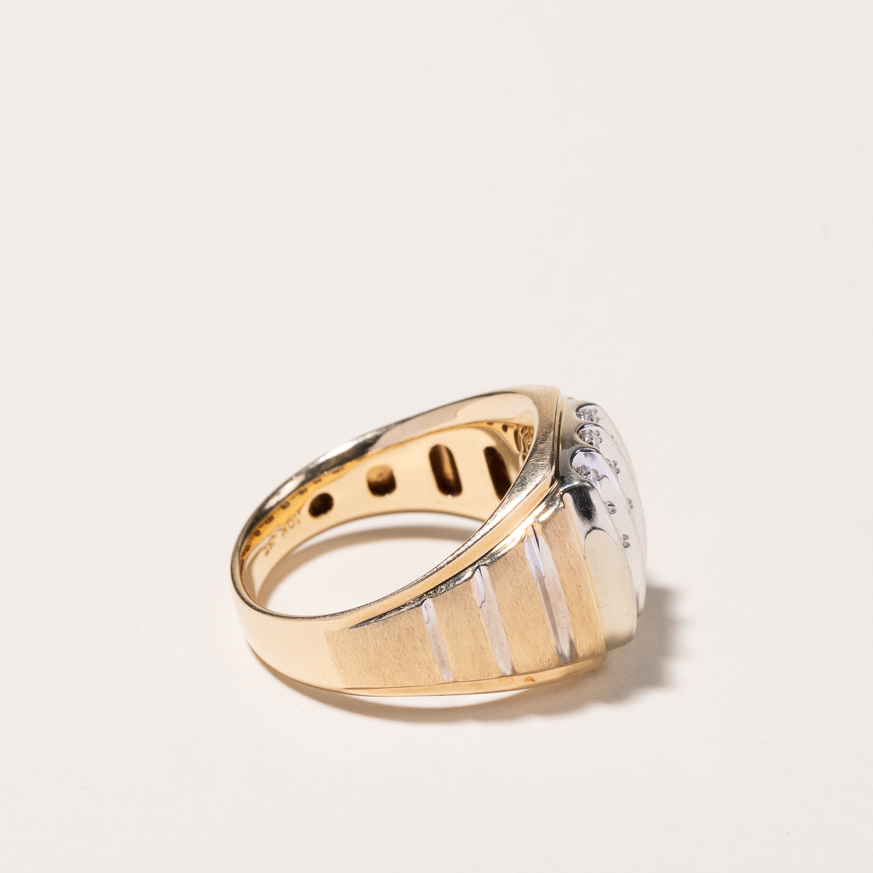 Bague en or jaune 10 carats sertie de diamants sur 5 rangs | 1,05 ct au total | Taille 10