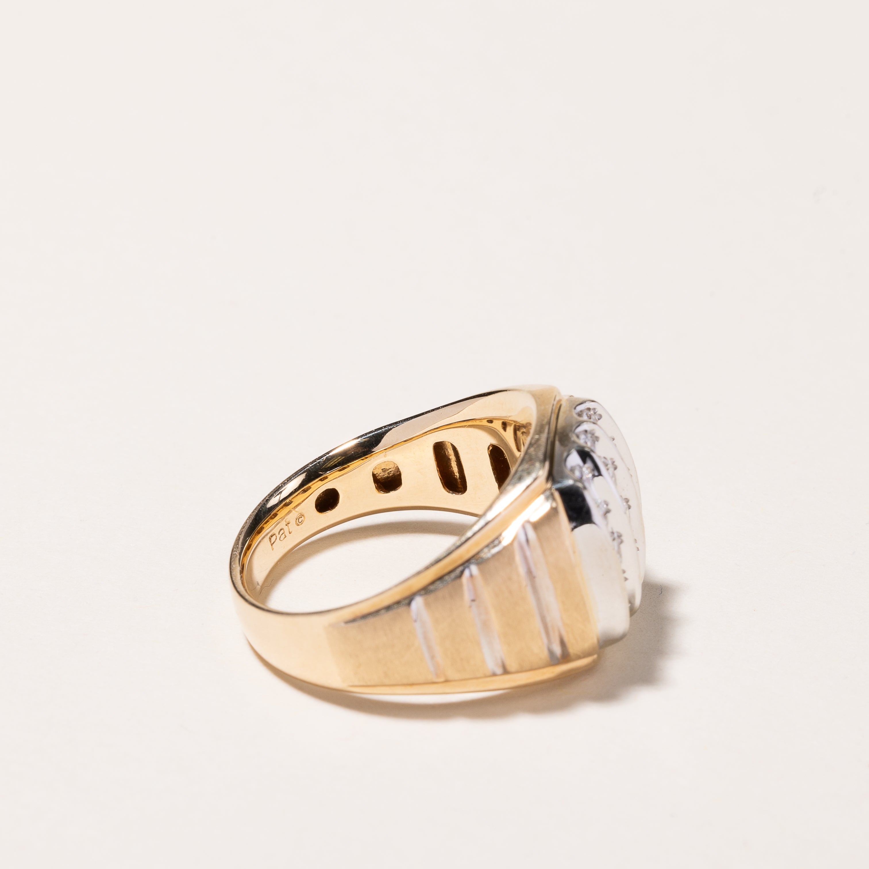 Bague en or jaune 10 carats sertie de diamants sur 5 rangs | 1,05 ct au total | Taille 10