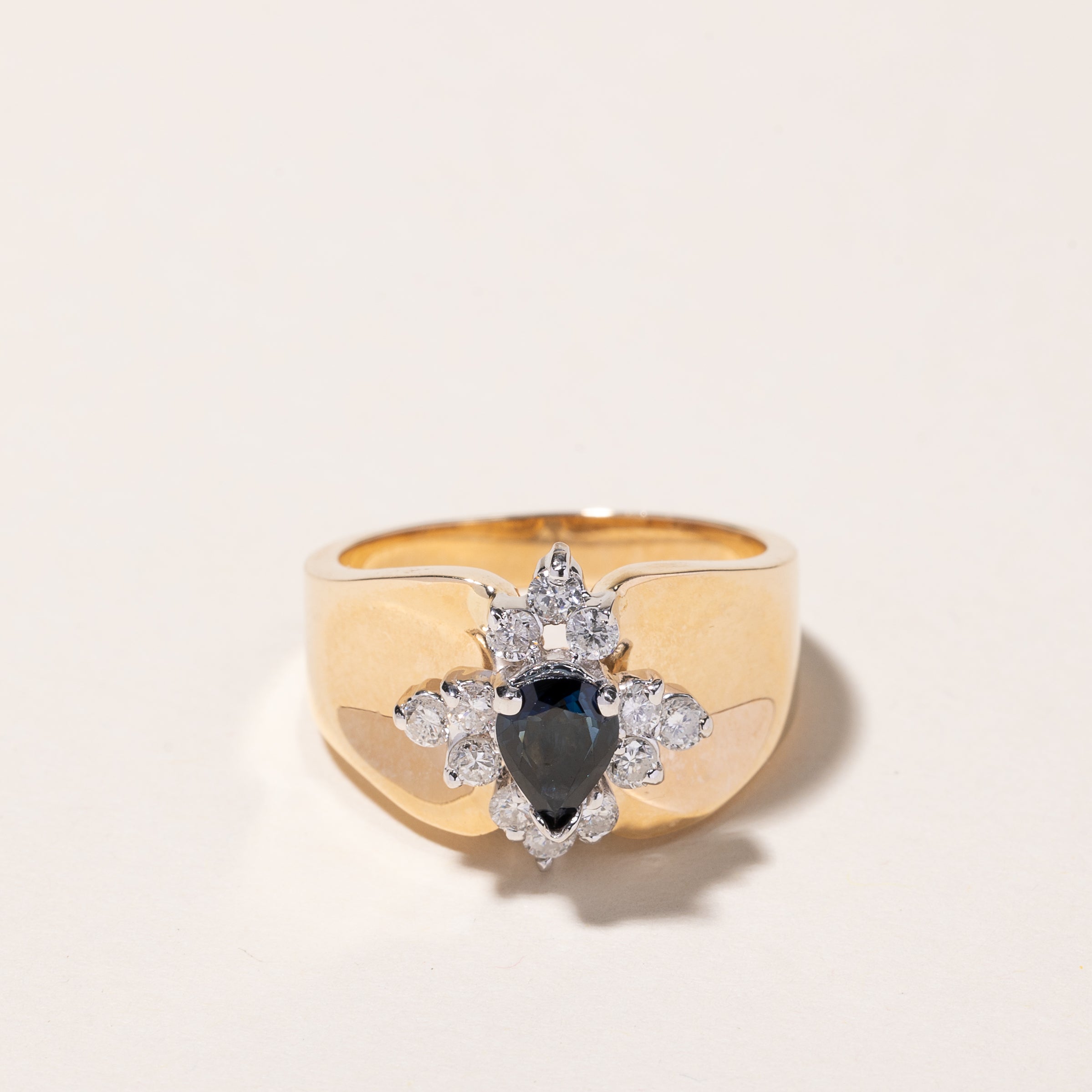 14k Yellow Gold Sapphire & Diamond Ring | 0.90ctw, 0.45ctw | SZ 7.25